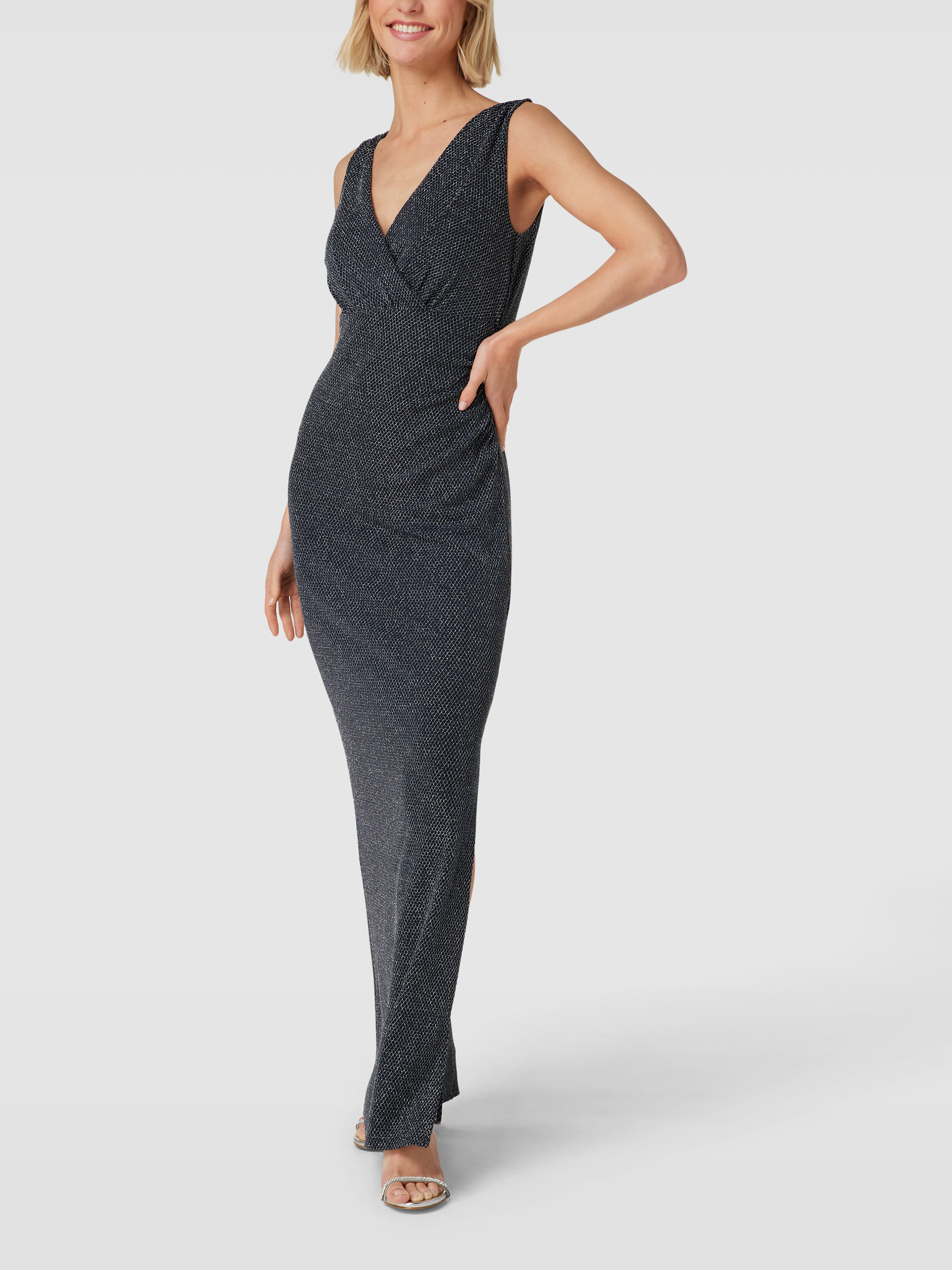 Christian Berg Cocktail Abendkleid mit Allover-Muster (marine