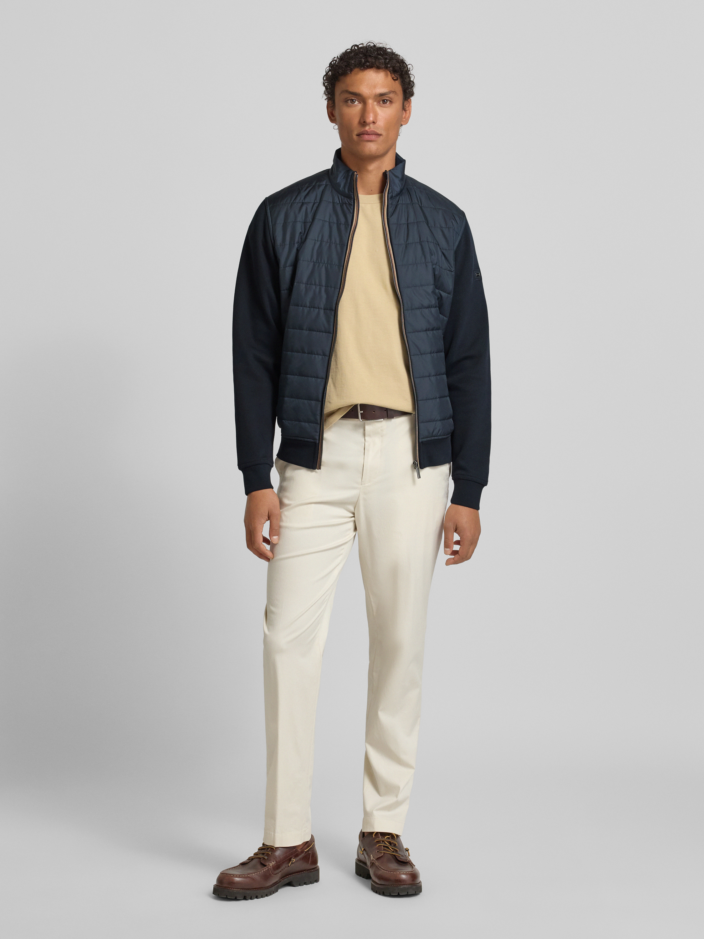 Tommy Hilfiger Regular fit gebreid jack van katoenmix in marineblauw