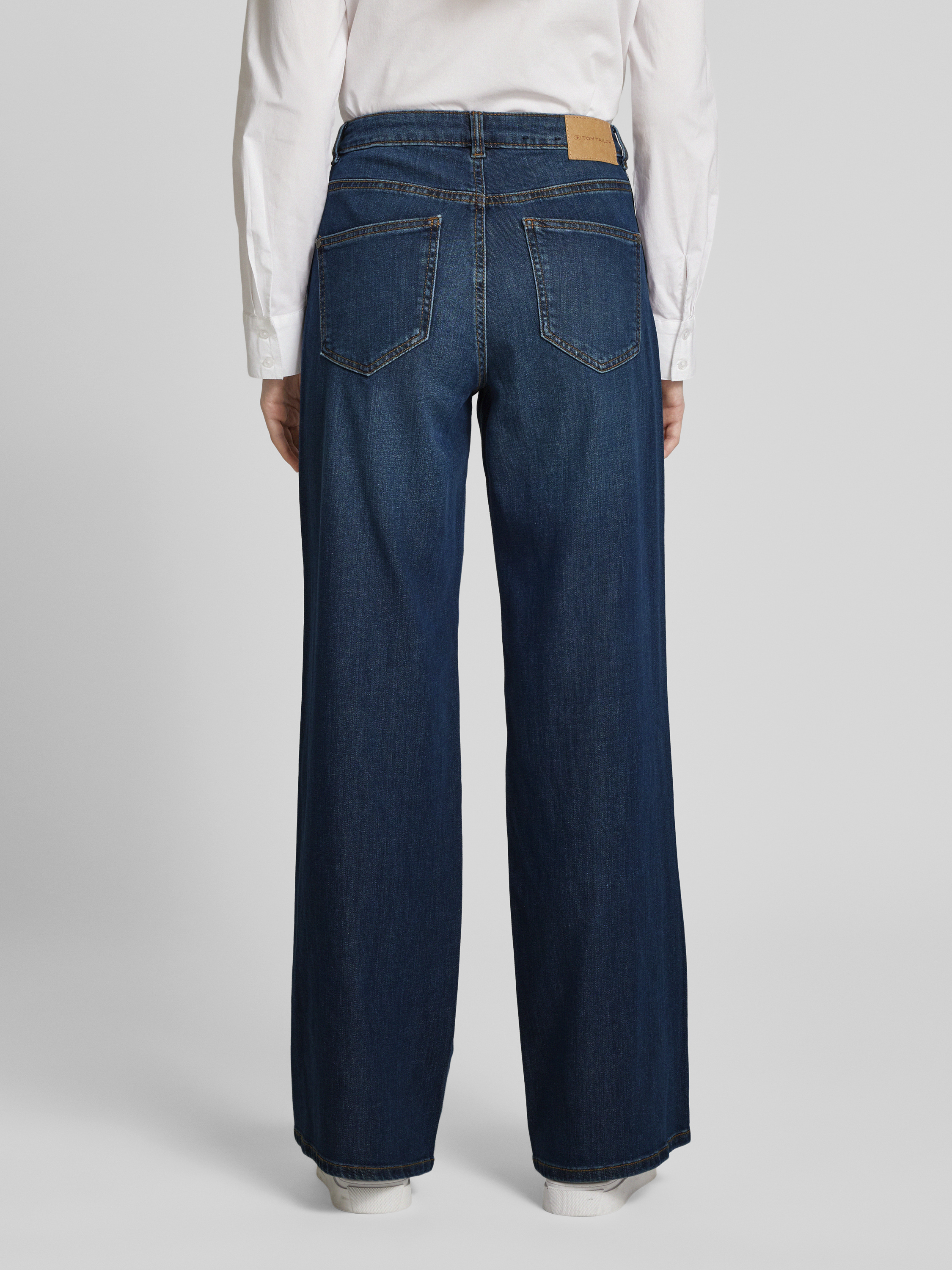 TOM TAILOR DENIM PAPERBAG PANTS - Broek - Light Stone Bright Blue Denim To721a0cu K11
