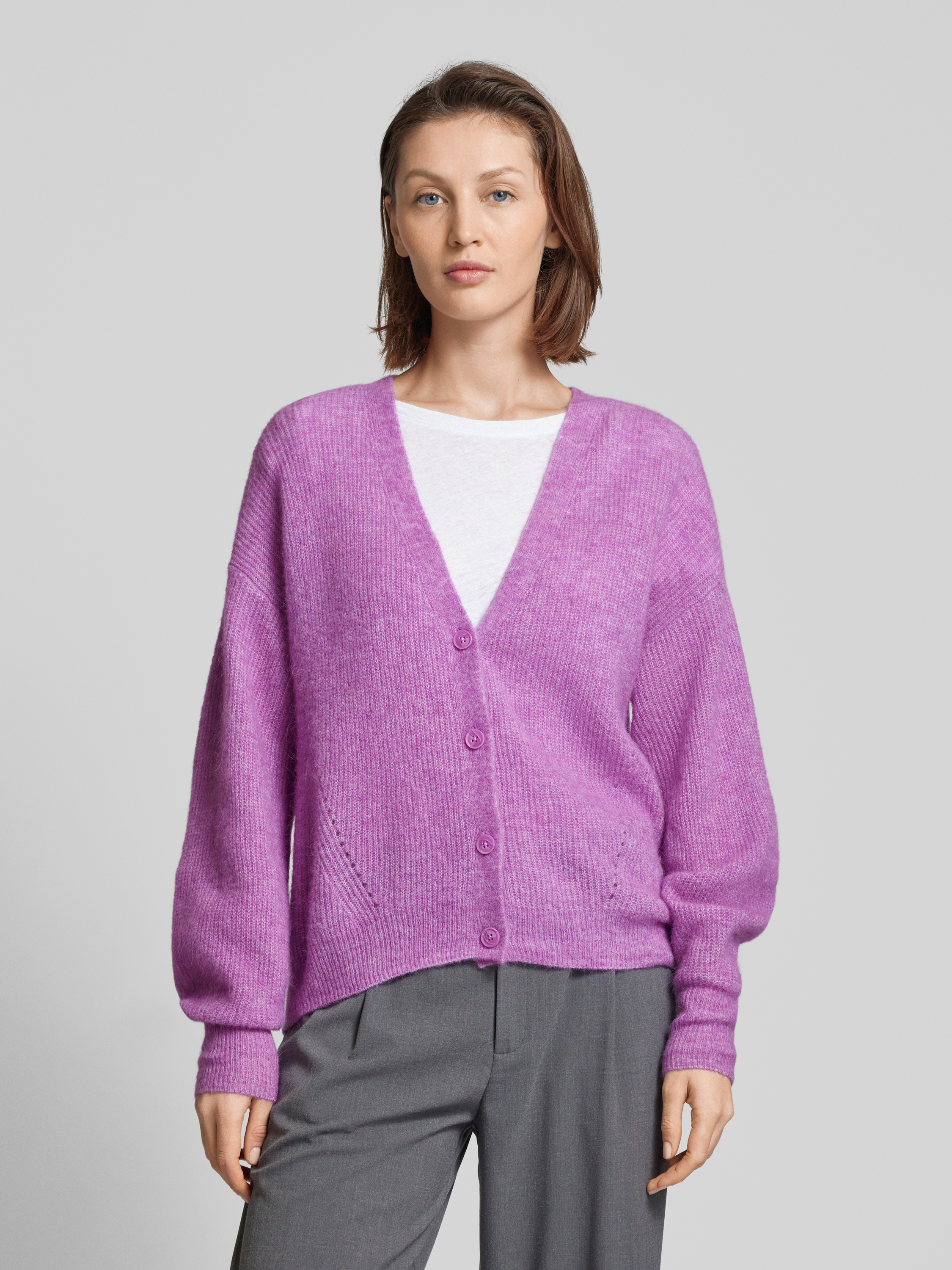 MOS MOSH Cardigan mit V-Ausschnitt Modell 'THORA' (violett) online