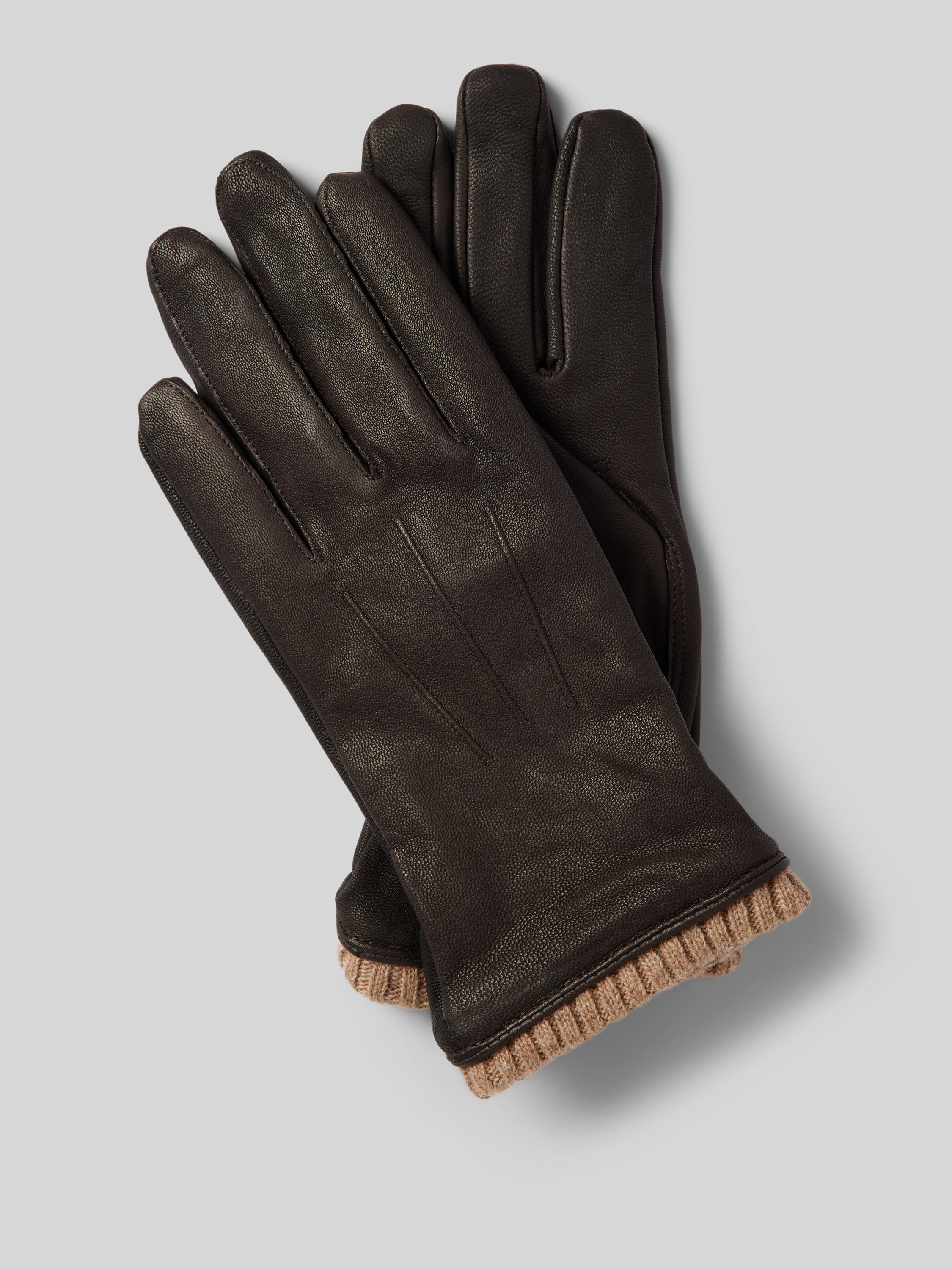 EEM Handschuhe aus Ziegenleder mit Ziernhten (mittelbraun) online kaufen