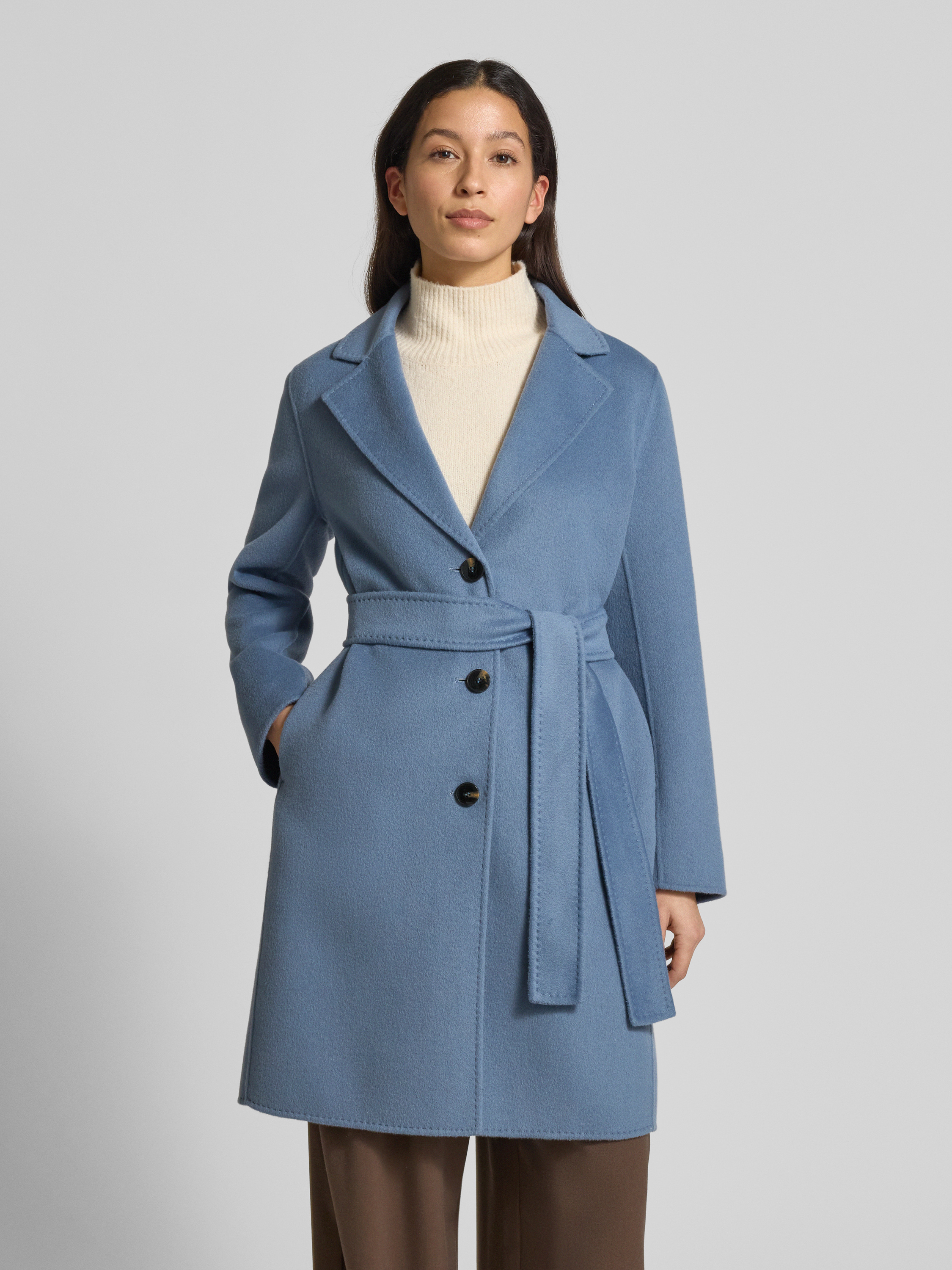 BOSS Orange Regular fit lange jas van wolmix, model 'CISABEL' in zwart