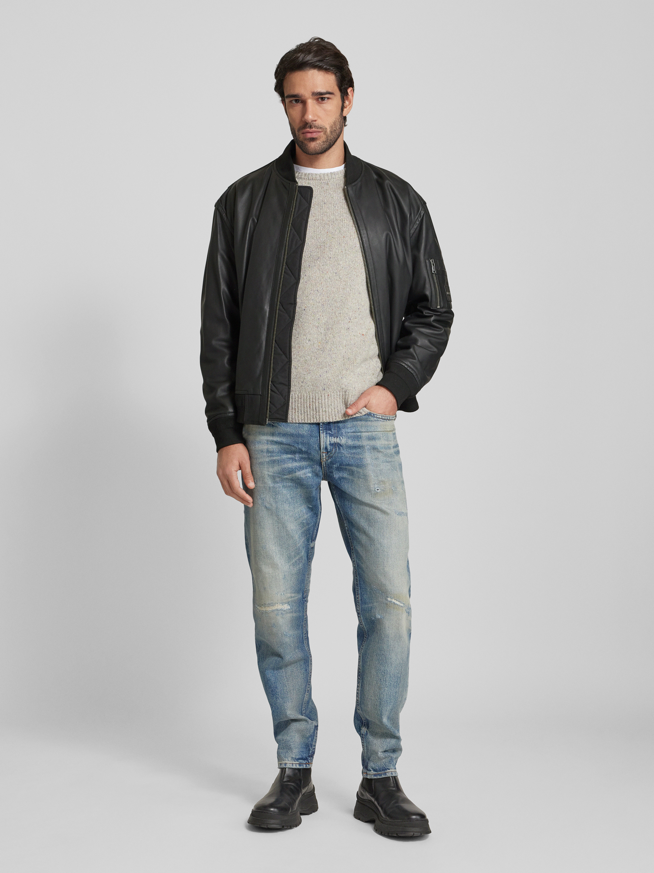 Boss Orange Daunenmantel Hox Aviator Jacket Boss Jean Lederjacke