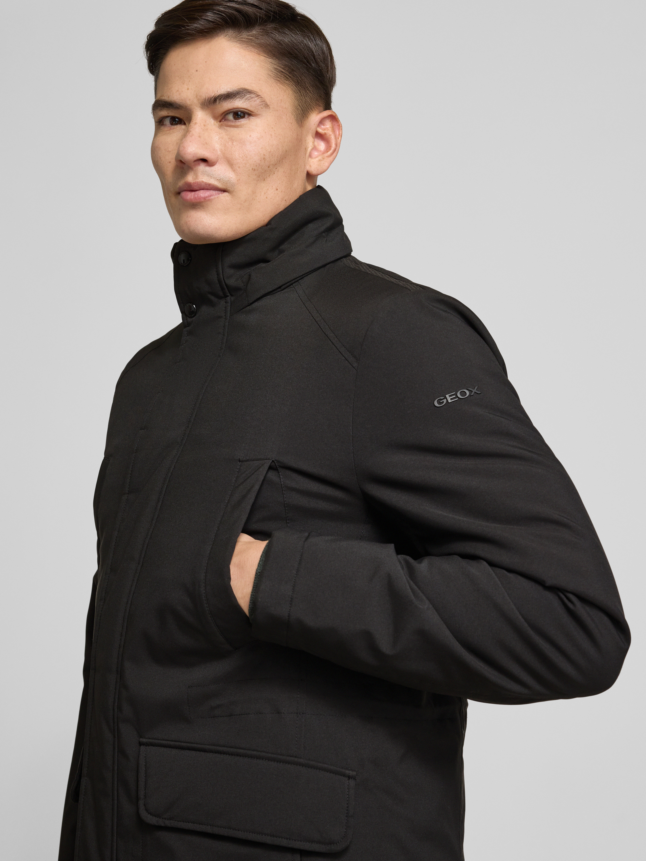 Geox Jacke mit Kapuze und Pattentaschen Modell 'ANDALO' (black