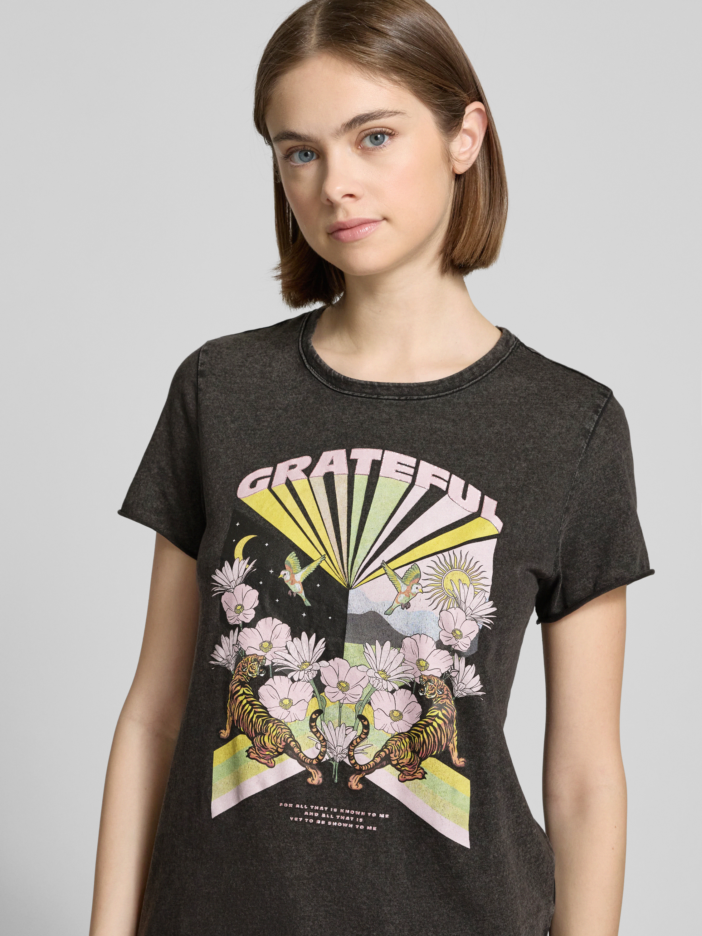 Only T-Shirt Donna Onlfine Life - Girocollo In Puro Cotone Biologico Con Stampa Batik, Vestibilità Regolare