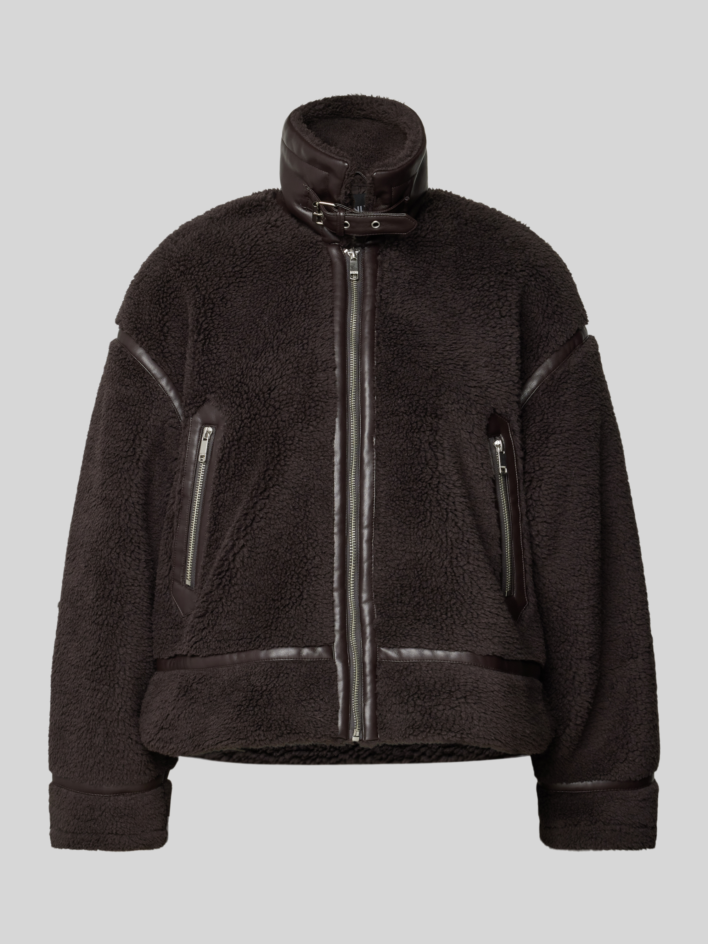 Only Regular Fit Teddyjacke mit Kunstleder-Details Modell