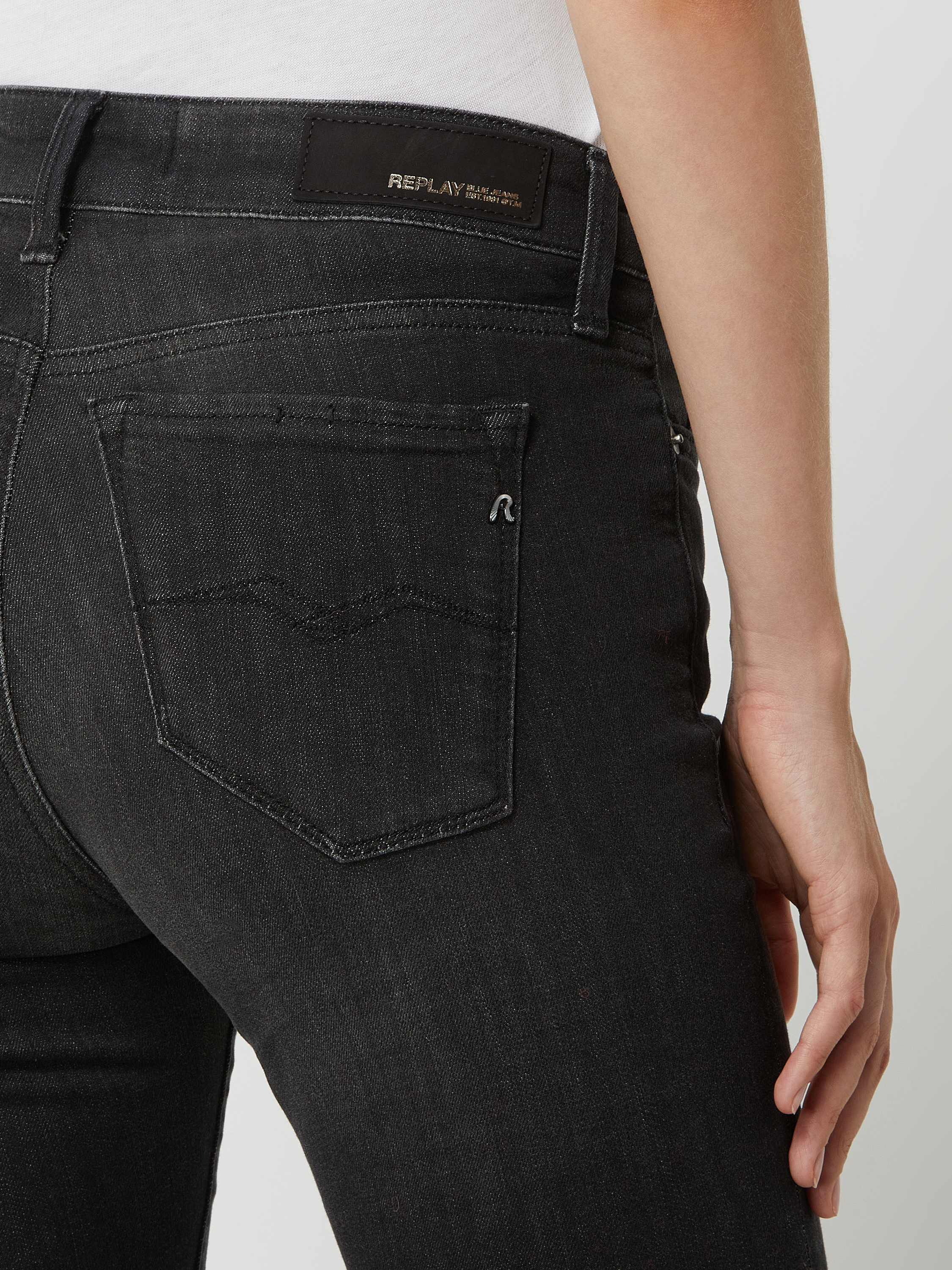 Replay Damen Jeans New Luz Skinny-Fit Hyperflex Cloud Mit Stretch, Black 098 (Schwarz), 28W / 28L