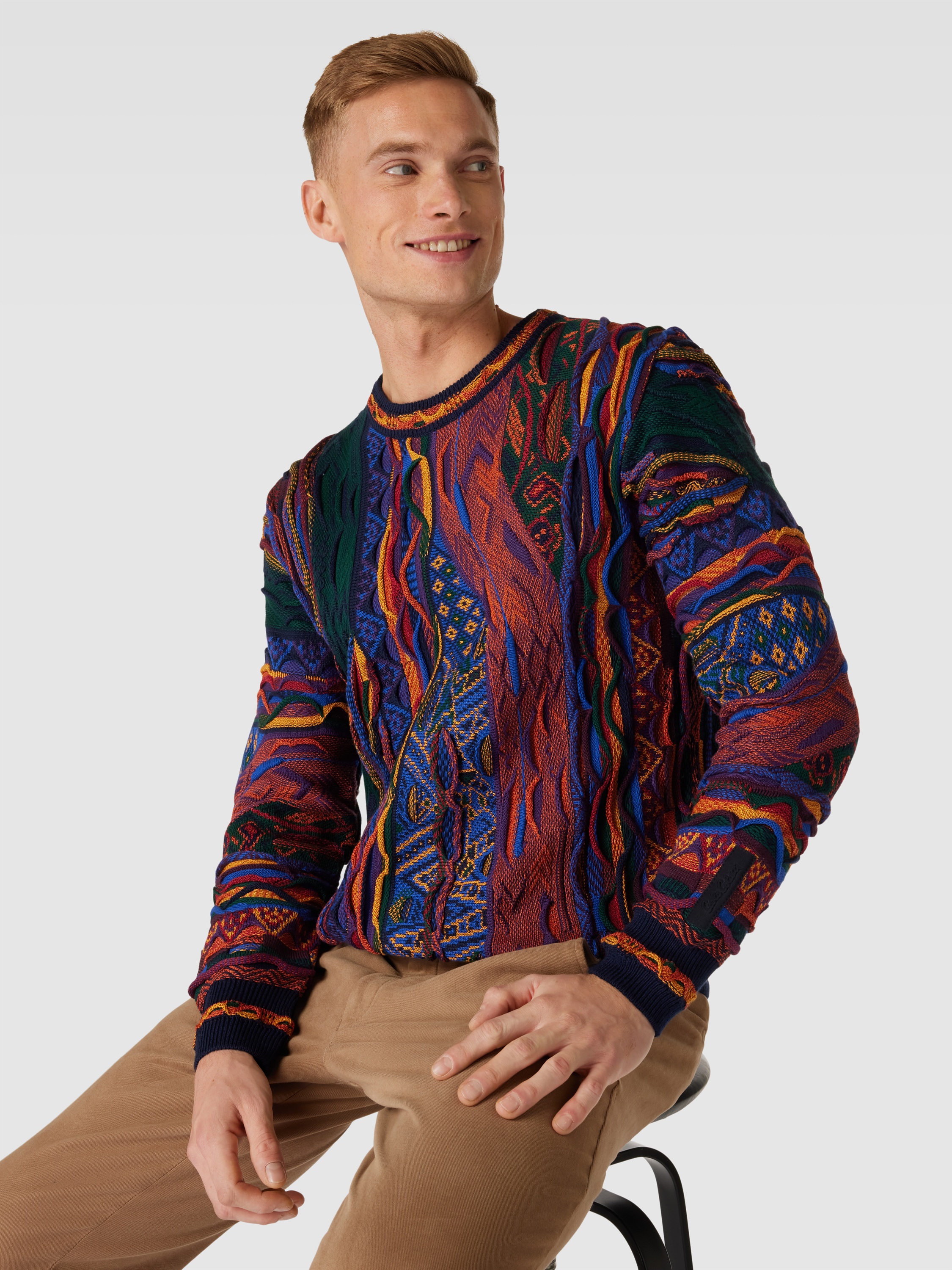 Carlo Colucci Strickpullover mit Allover-Muster (purple) online kaufen