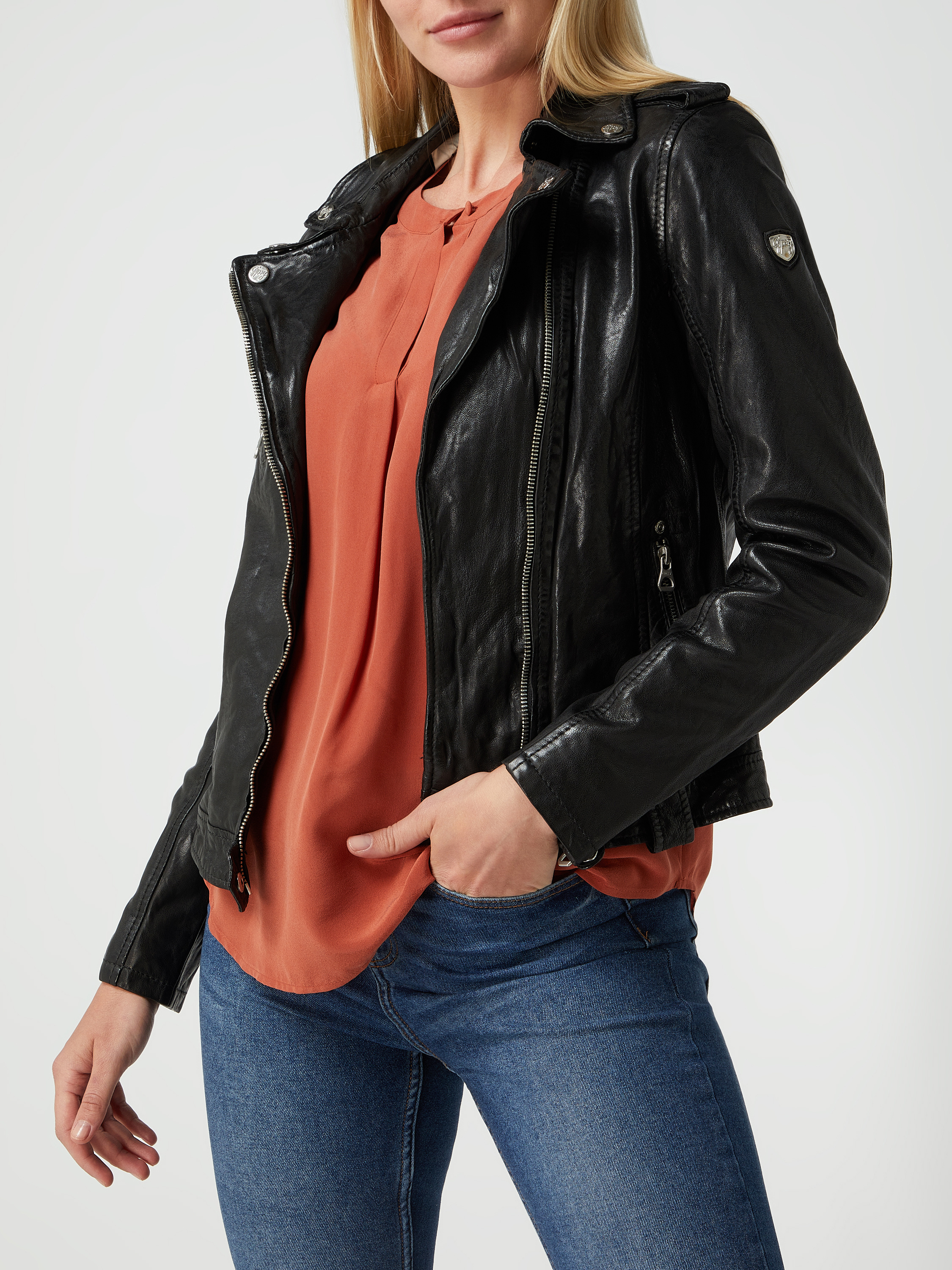 Gipsy Lederjacke im Biker-Look Modell 'Famos' (black) online kaufen