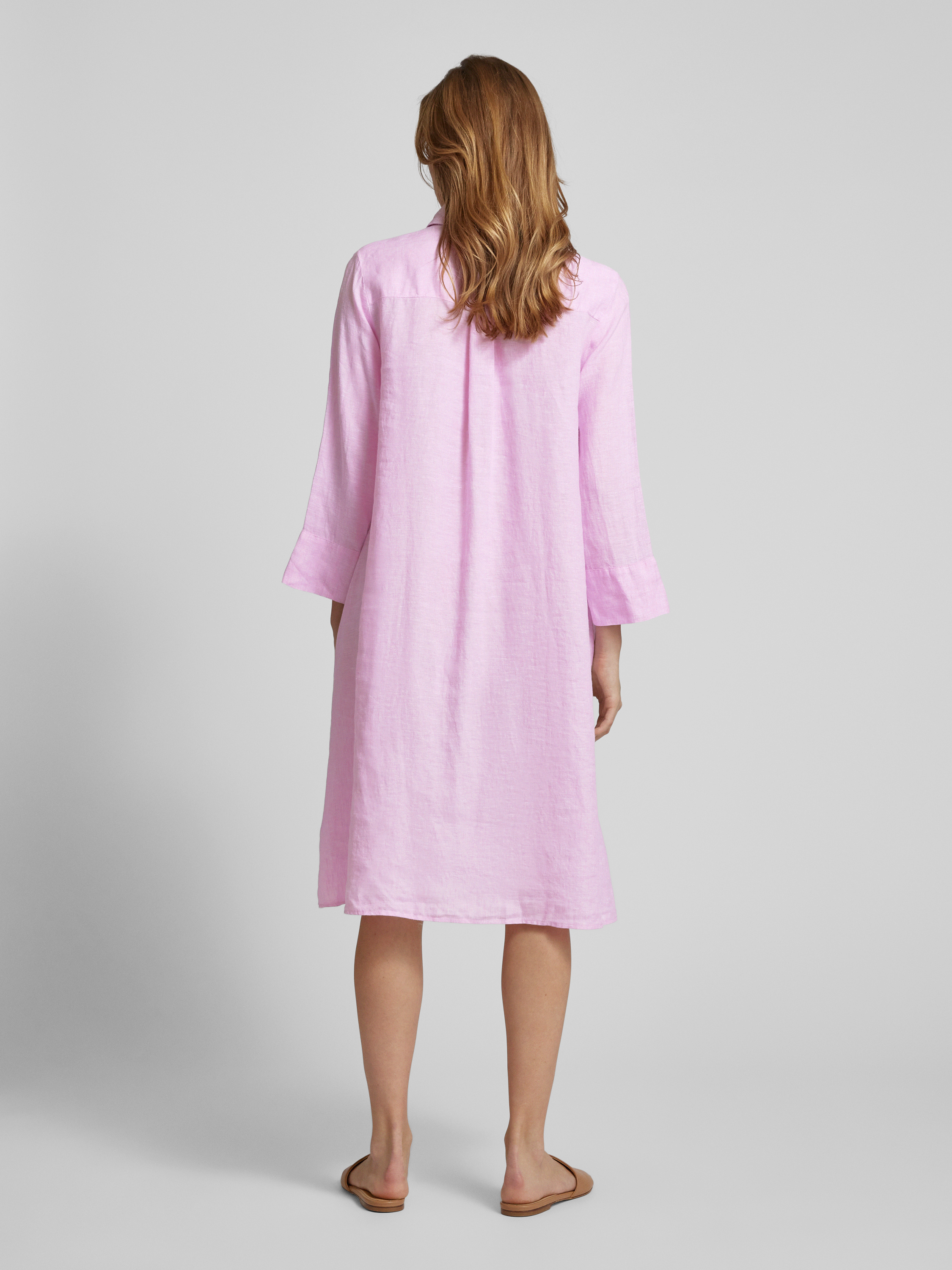 knee length dresses for ladies 0039 Italy Mila Linen Dress-Light Blue