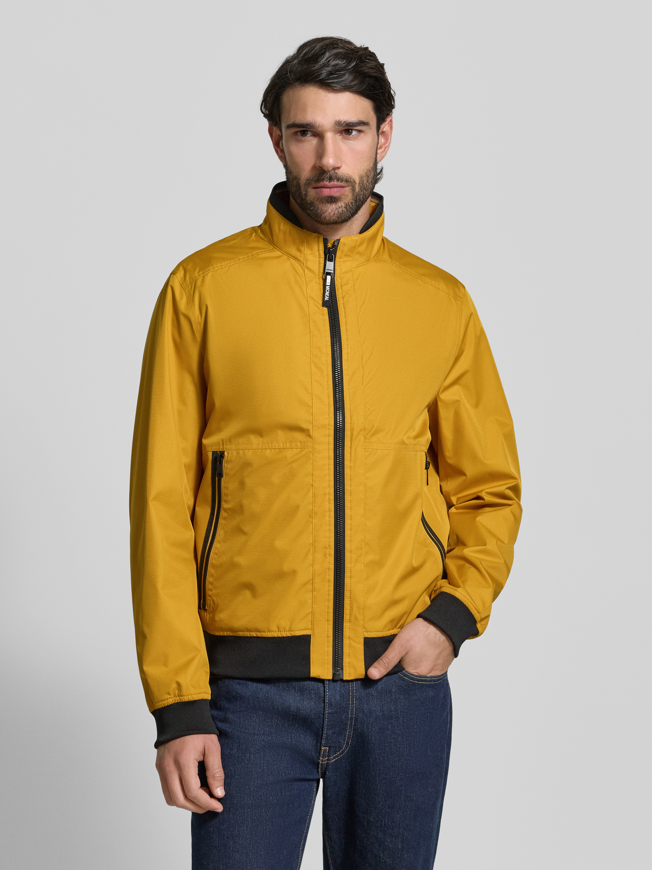 MCNEAL Regular Fit Jack Met Opstaande Kraag In Mosterdgeel Online Kopen 