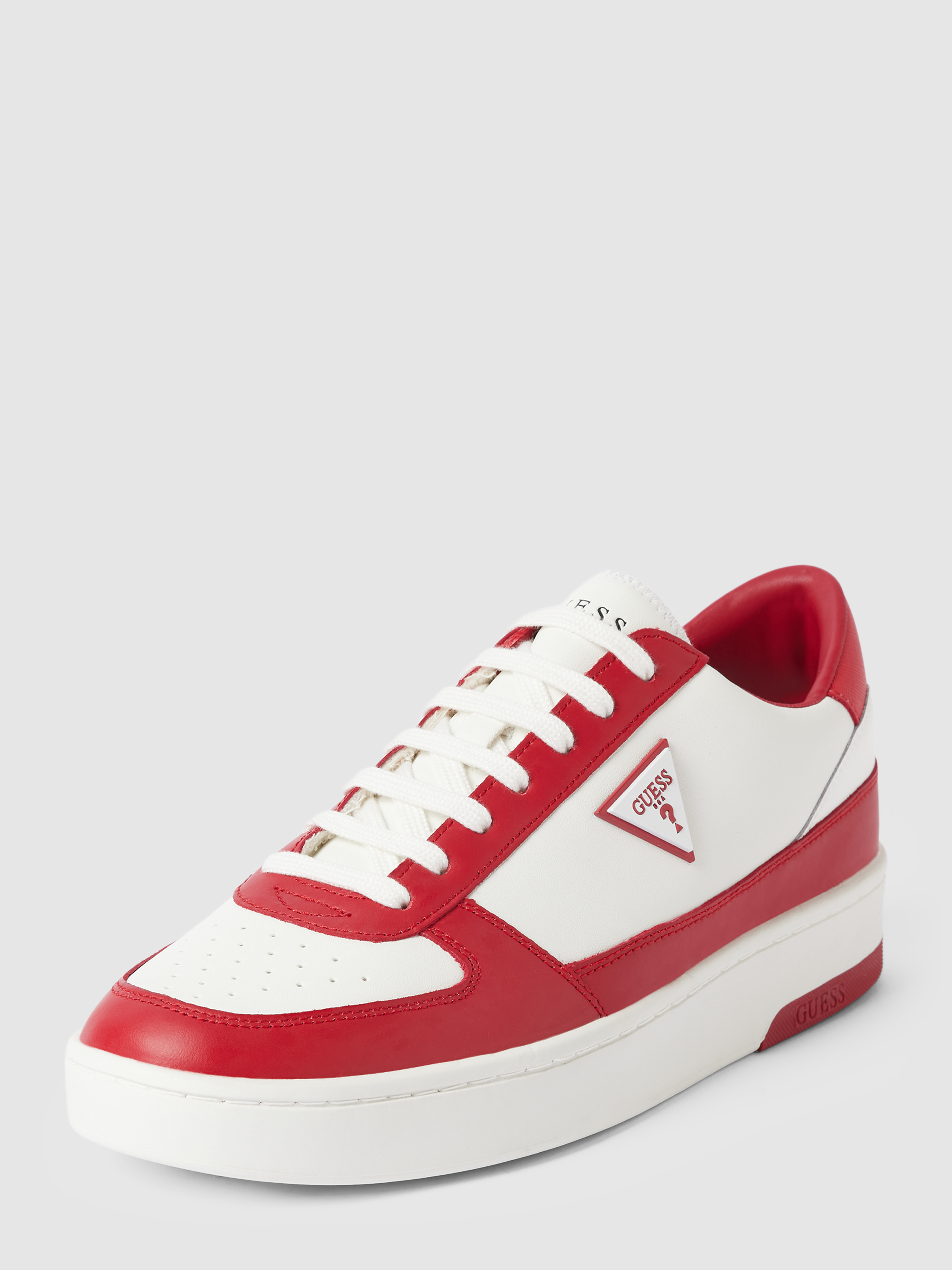GUESS Herren Silea Sneaker Aus Leder – Mit Seitlichem Logo, Runder Spitze, Schnürung