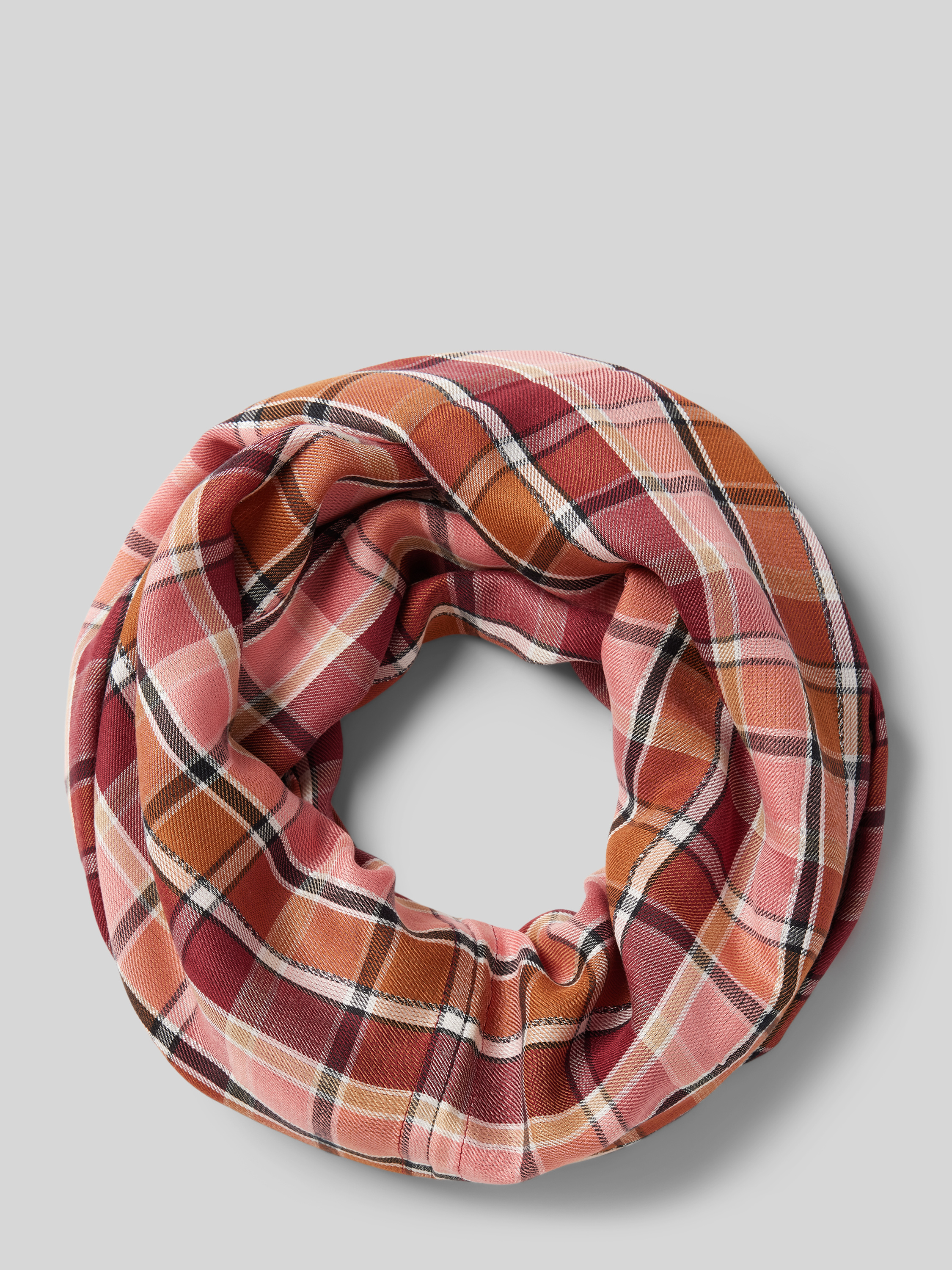 RED LABEL Karierter Loop-Schal aus Modal-Mix (rot) online