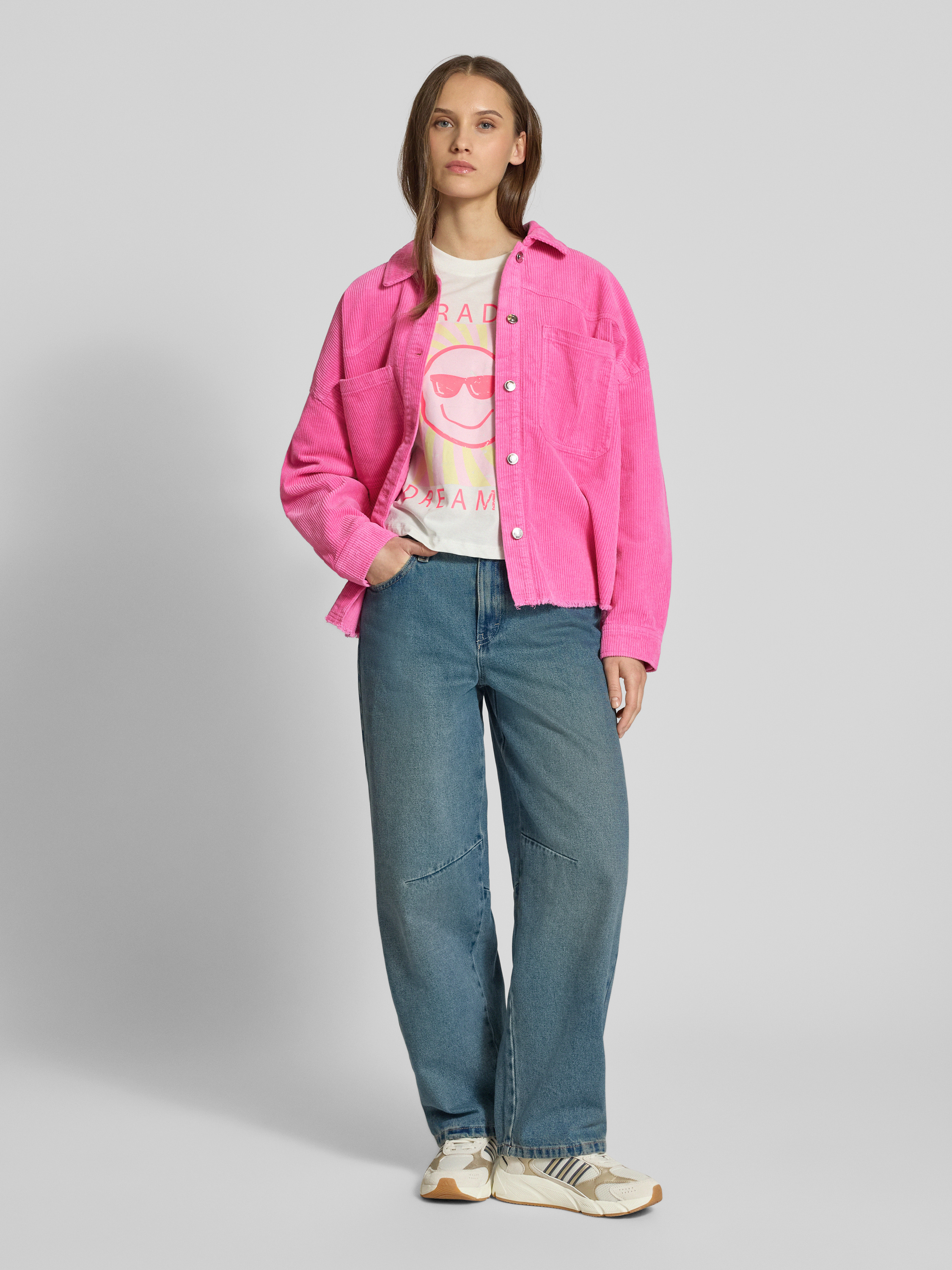 【mo】Bibiy STELLA BLOUSE ピンク Only Oversized Hemdjacke aus reiner Baumwolle Modell 'LATY-BITTEN