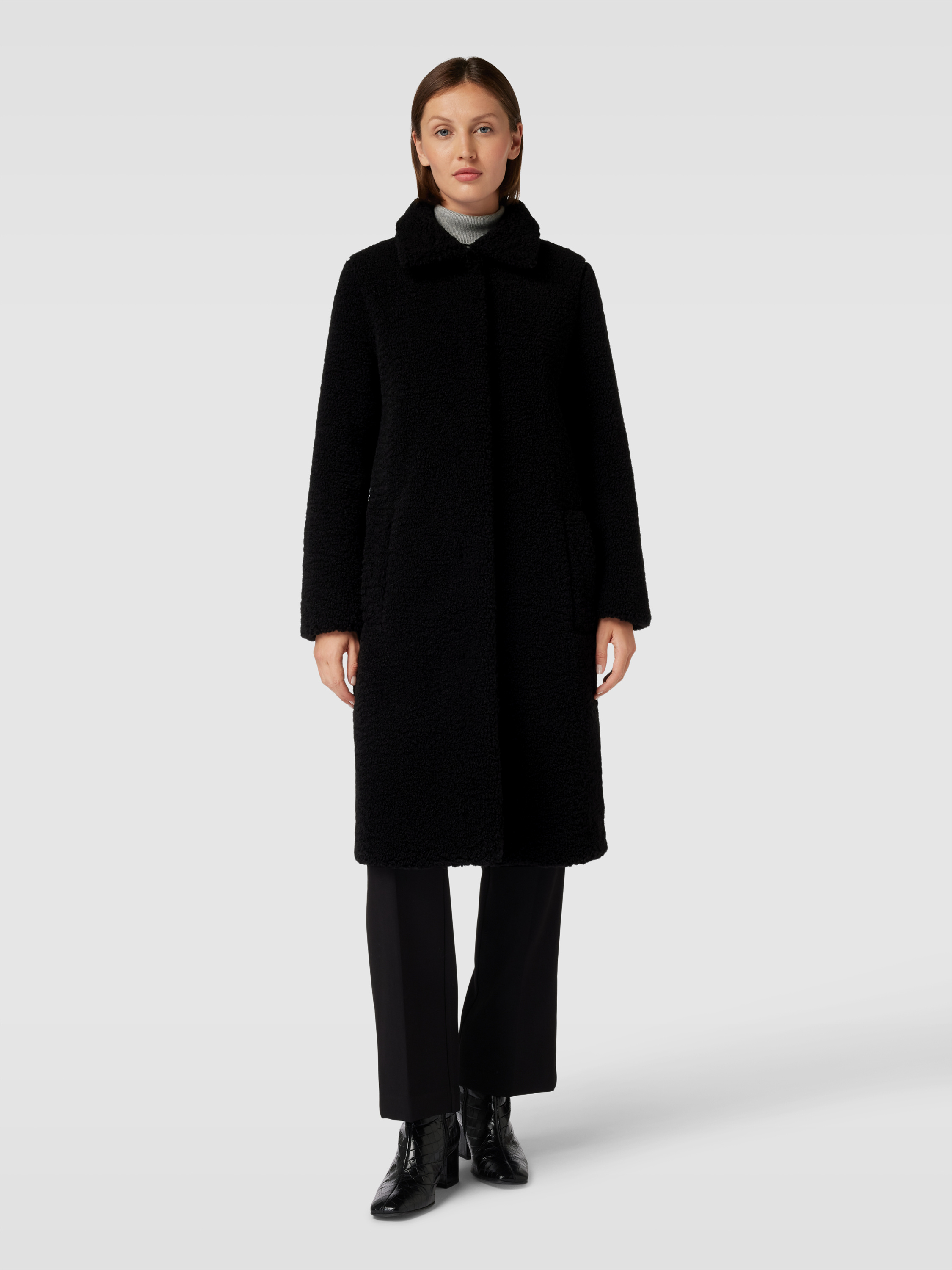 BOSS Mantel in Teddyfell-Optik Modell 'Cetedia' (black) online kaufen