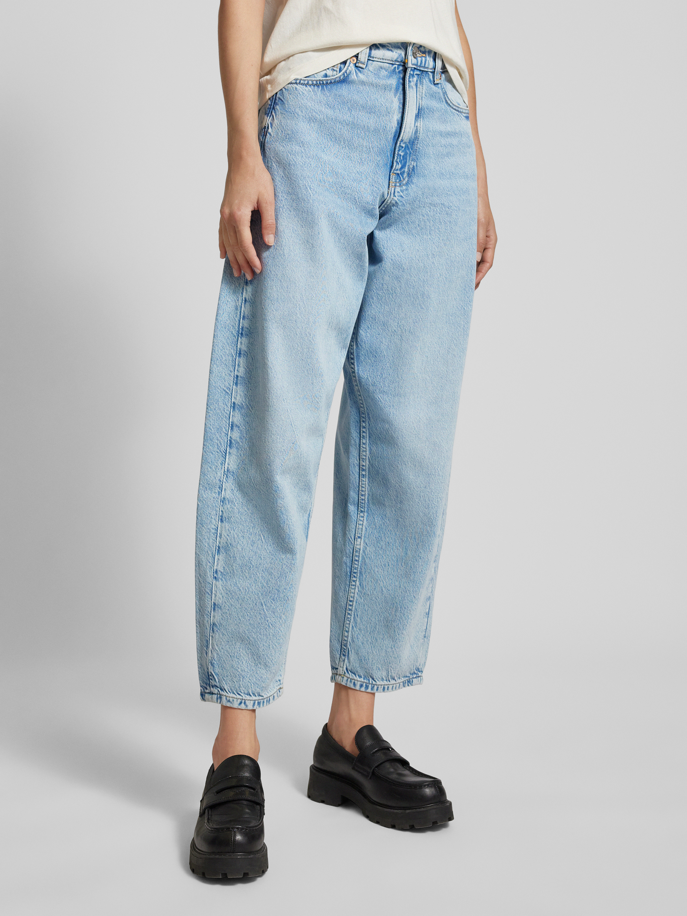 【YOURNUS】Label Snap Balloon Denim Pants Jeansy balloon - Czarny