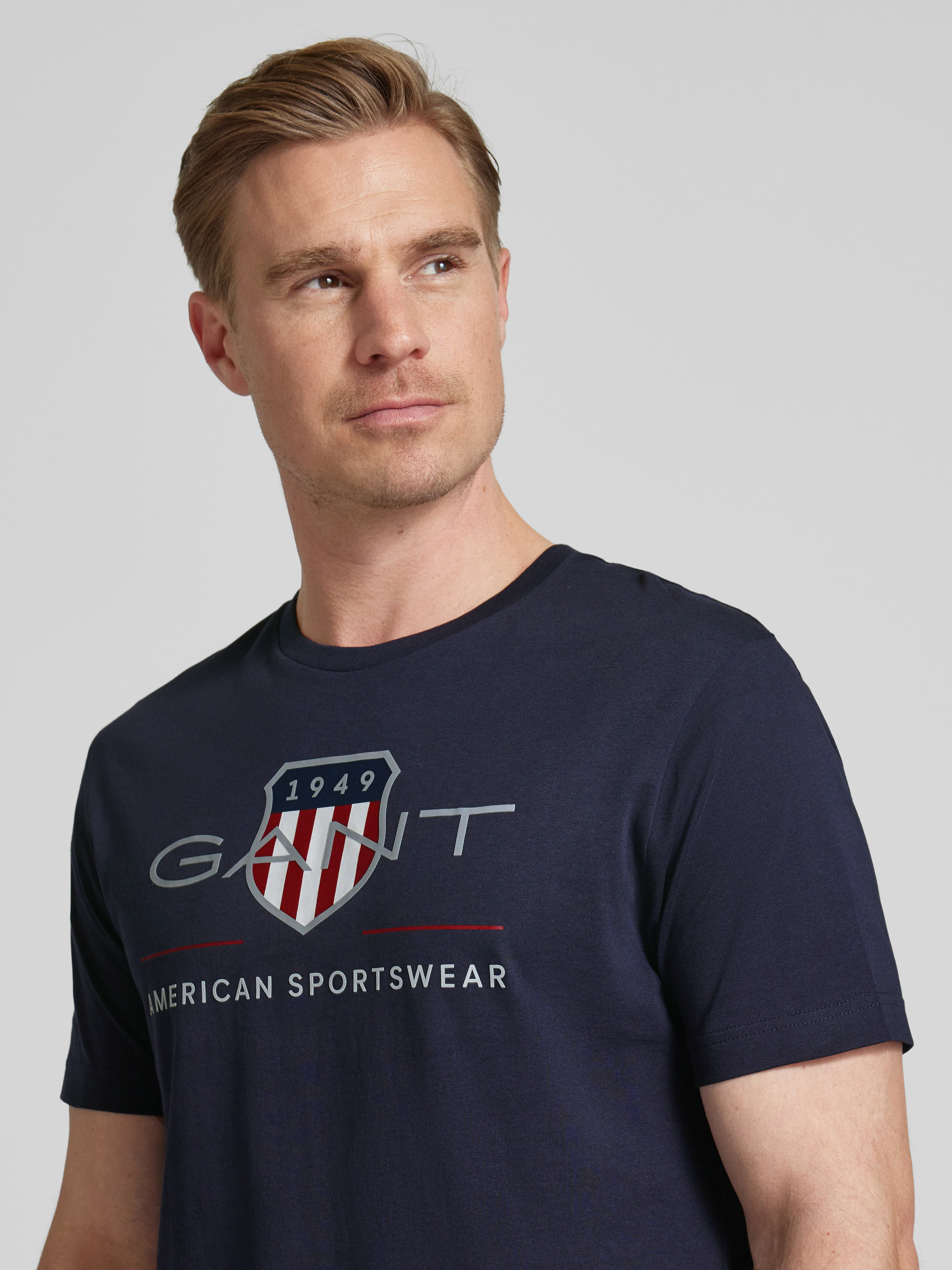 Gant T-Shirt mit Label-Print Modell 'ARCHIVE' (marine) online kaufen