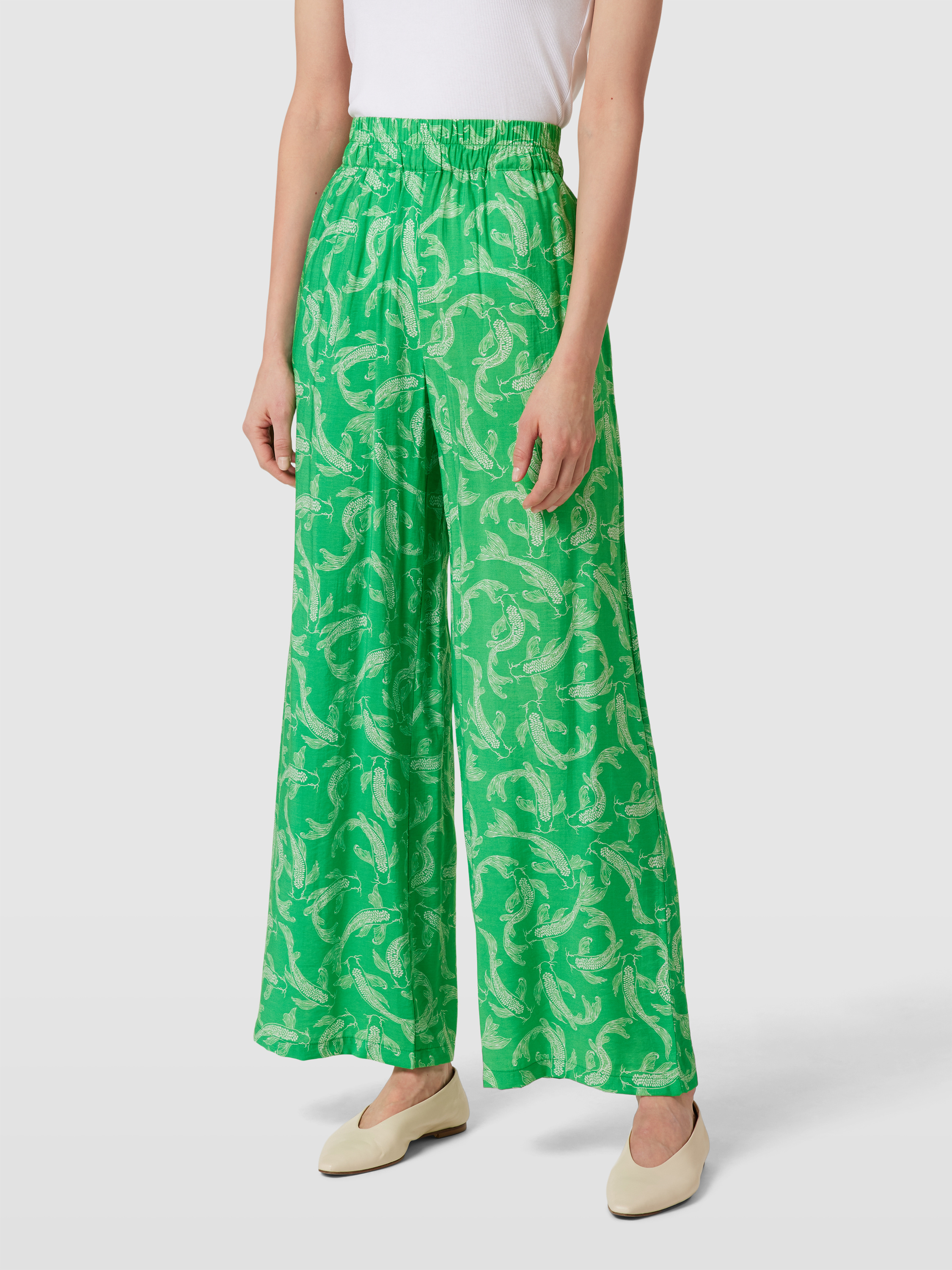 OBJECT Broek met all-over motief, model 'Rio' in groen online kopen | P&C