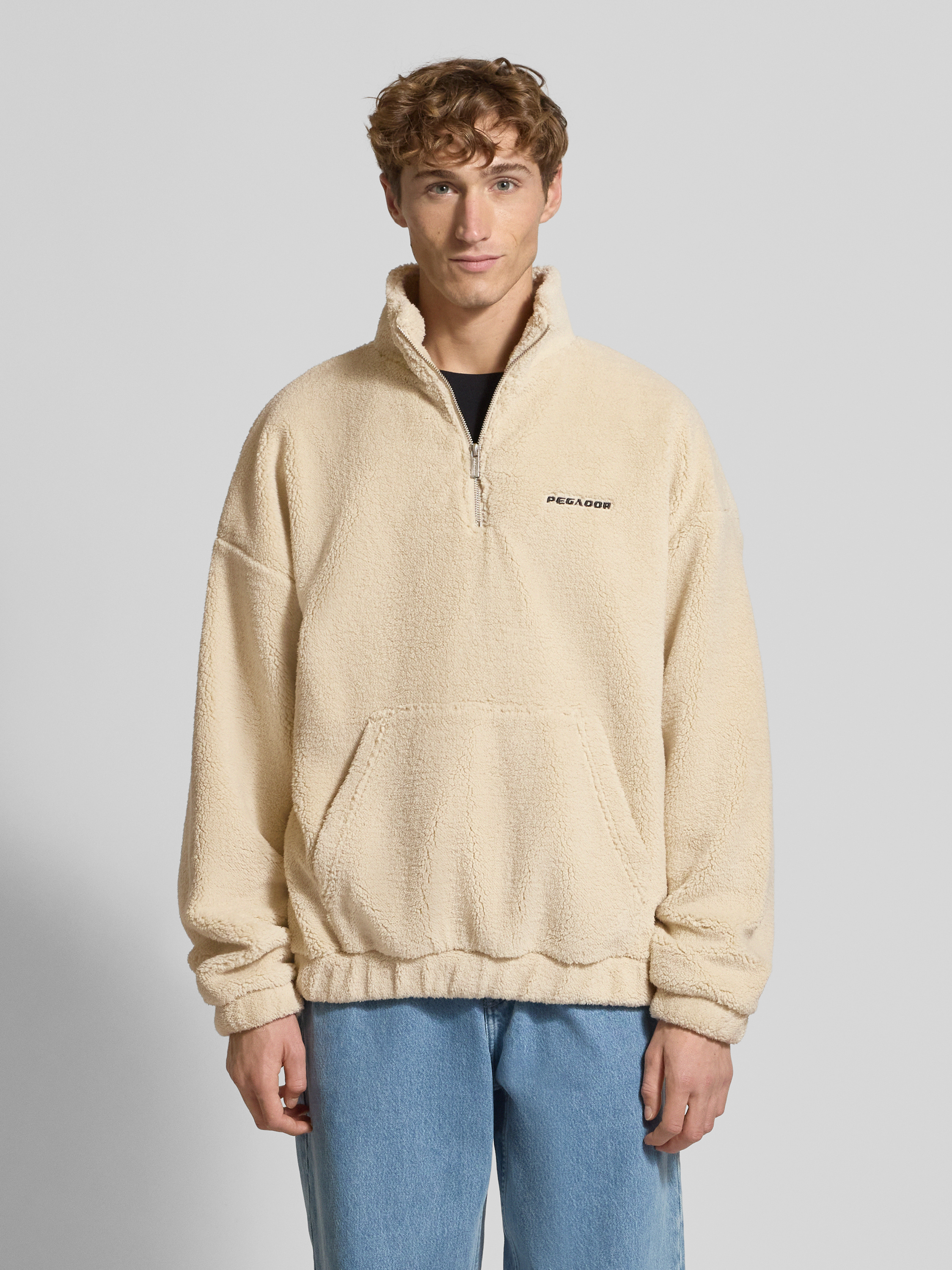 Pegador Fleecepullover mit Troyer-Kragen Modell 'Puka' (ecru