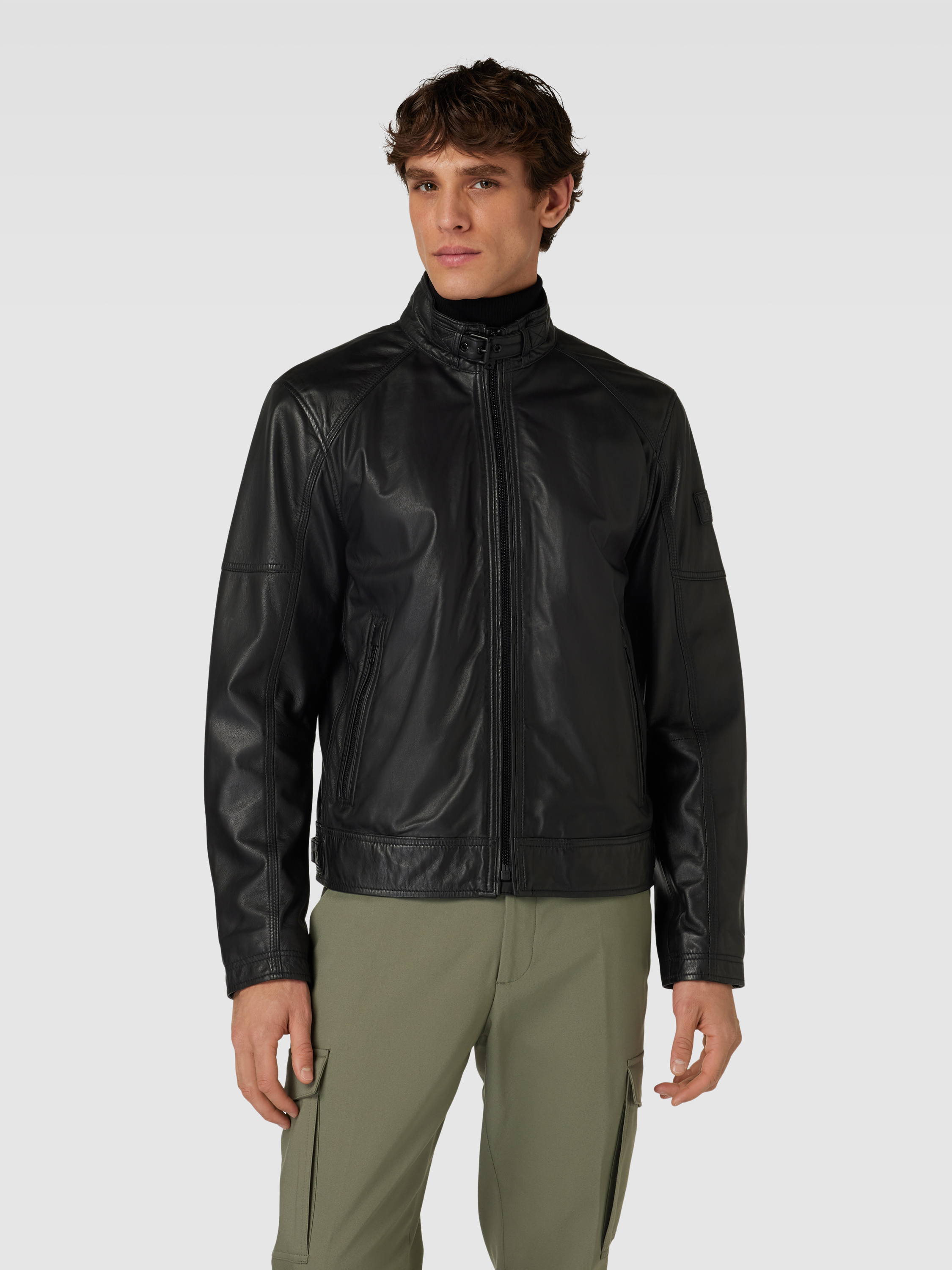 Strellson Lederjacke mit Stehkragen Modell 'Preston' (black) online kaufen
