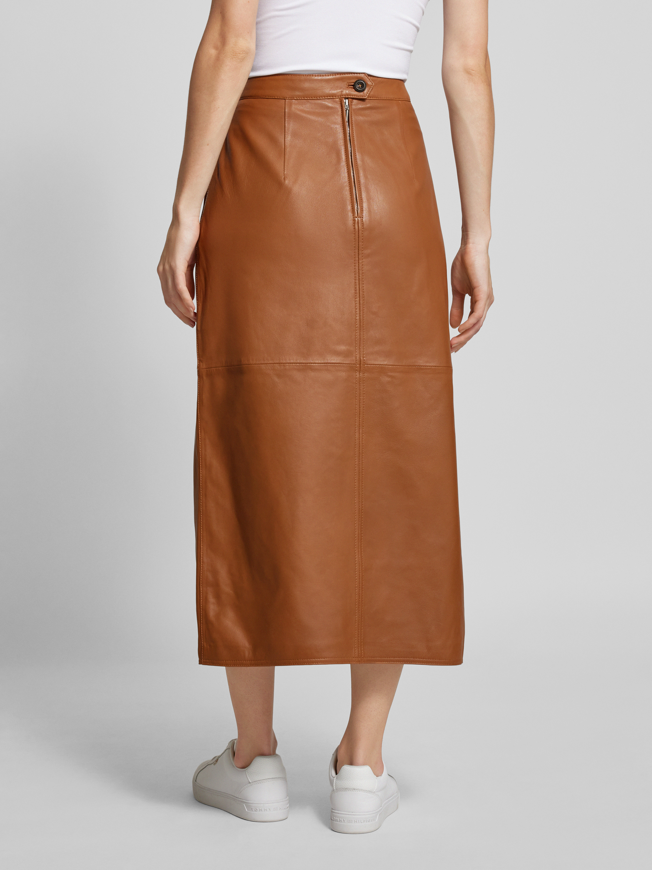 FEOYA rokken voor dames met split PU-leer bodycon hoge taille A-lijn mini rok casual figuurbenaderend kort casual rok potloodrok werkrok XL bruin