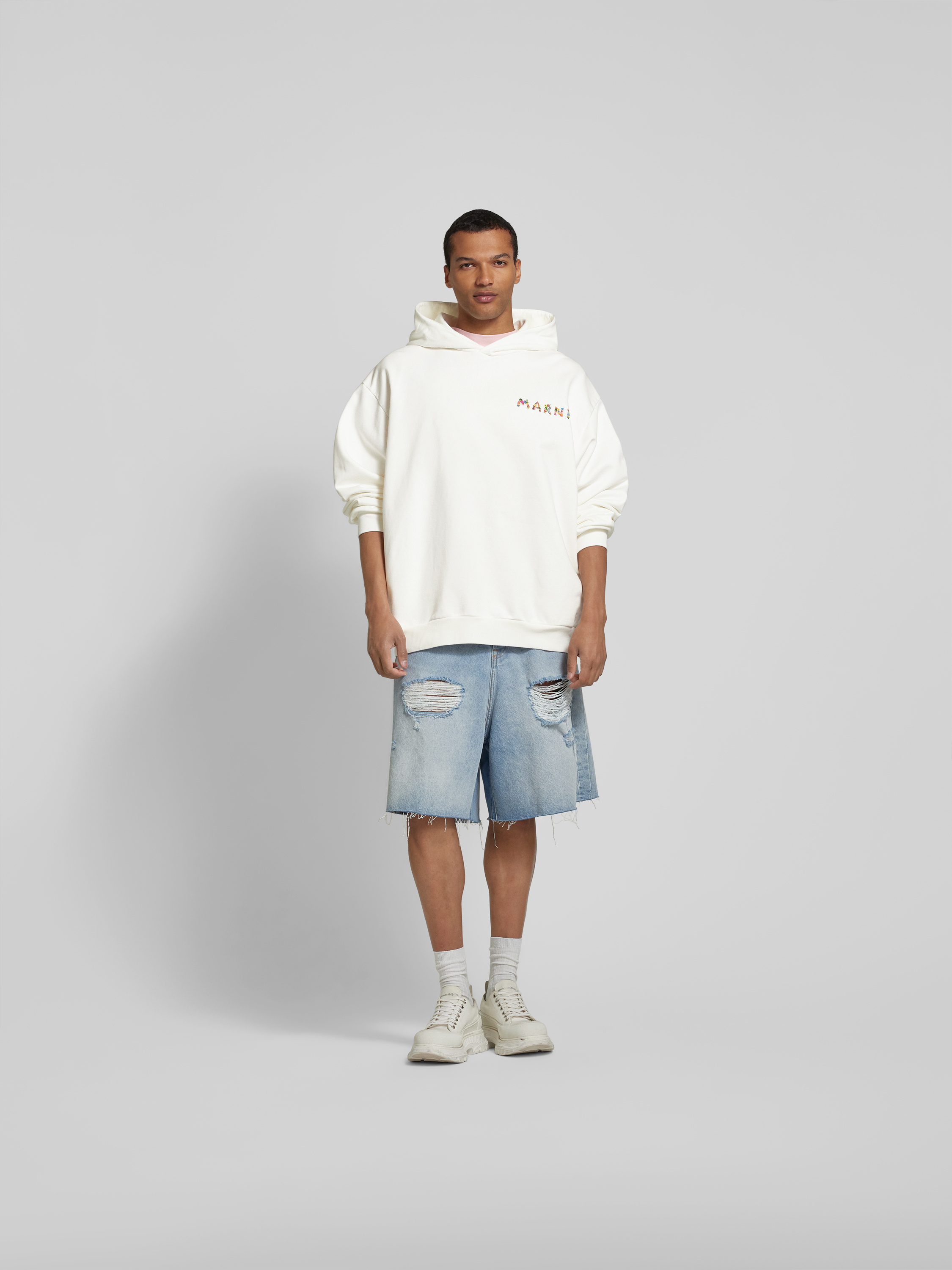 Marni Oversized Hoodie mit Label-Print (weiss) online kaufen