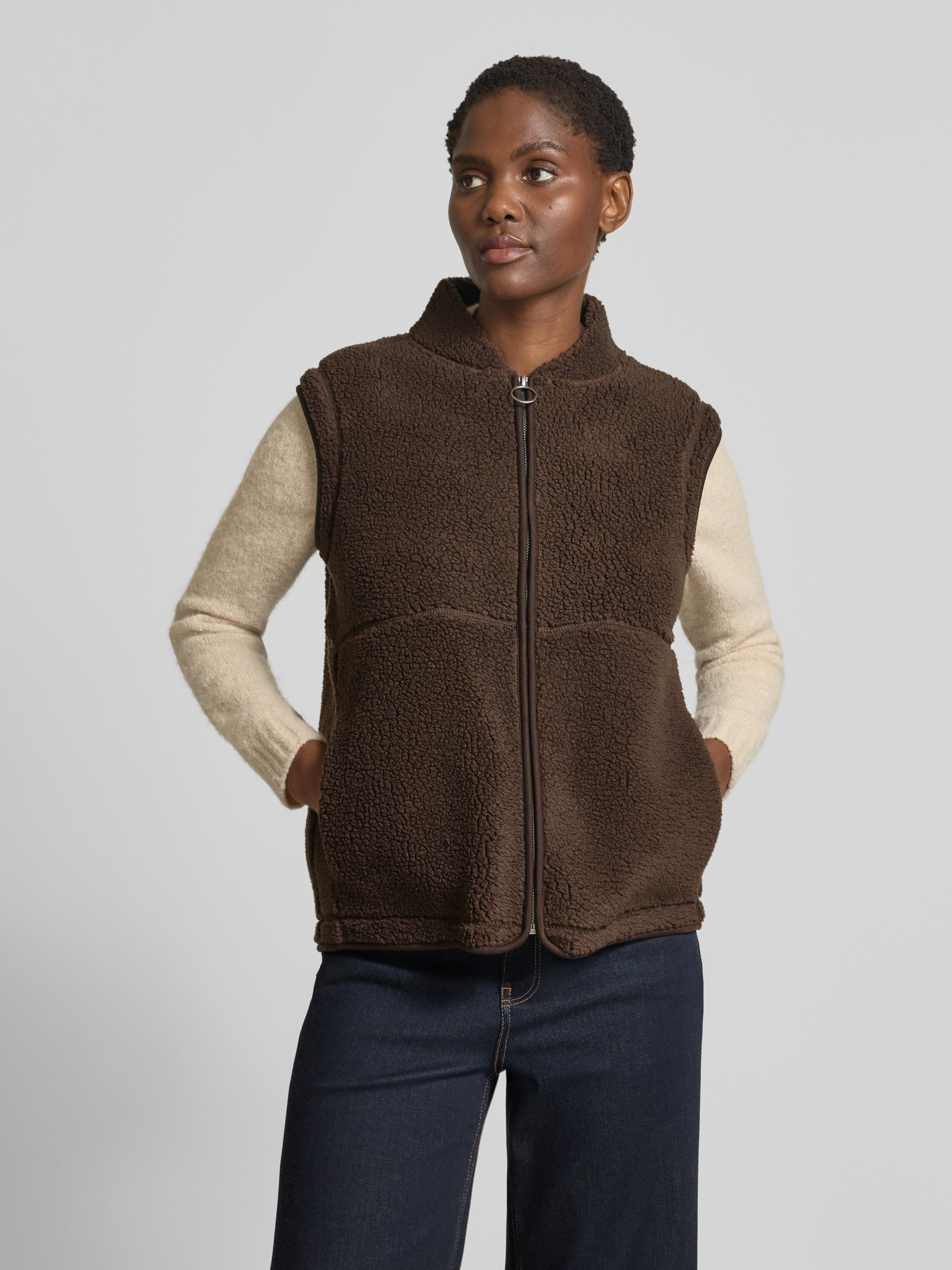 GOOBY Fleece-Weste Mit Kapuze Für Kleine Hunde - Braun, Weich, Warm, Mit O-Ring Für Leine, Maschinenwaschbar