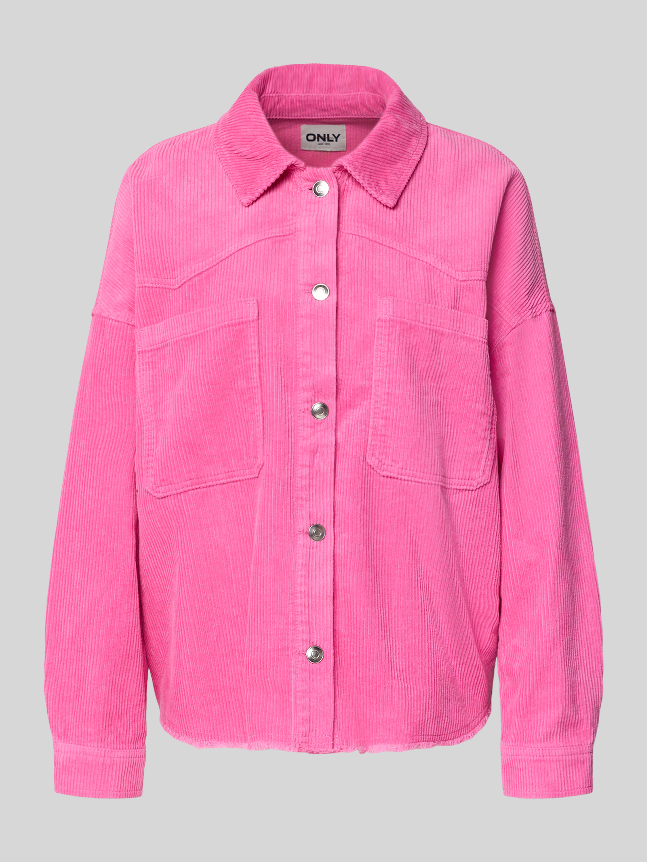 Hemdjacke Cordjacke Damen Rosa Oversize Only Regular Fit Cordjacke