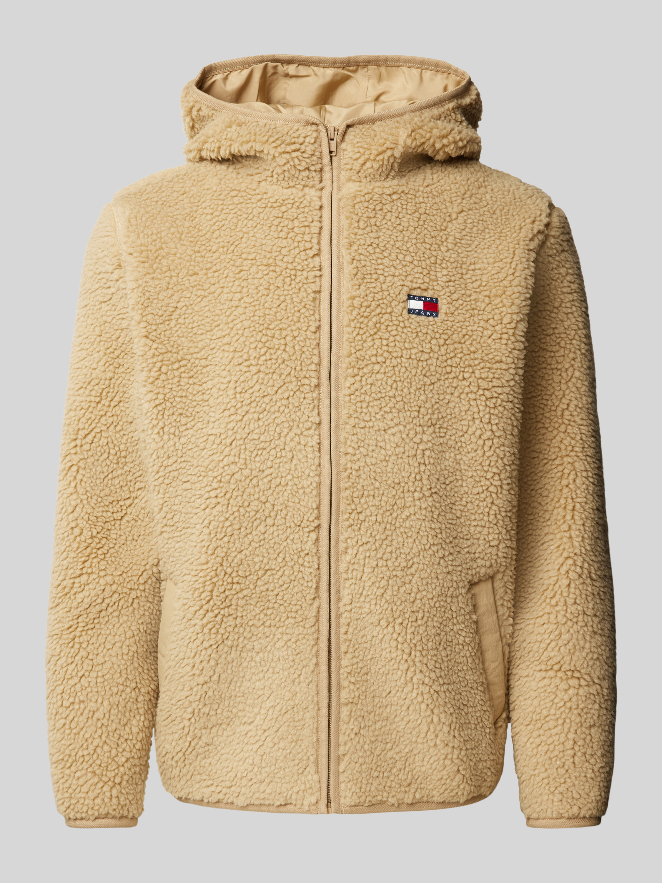Tommy Jeans Teddyfell-Jacke mit Kapuze (beige) online kaufen