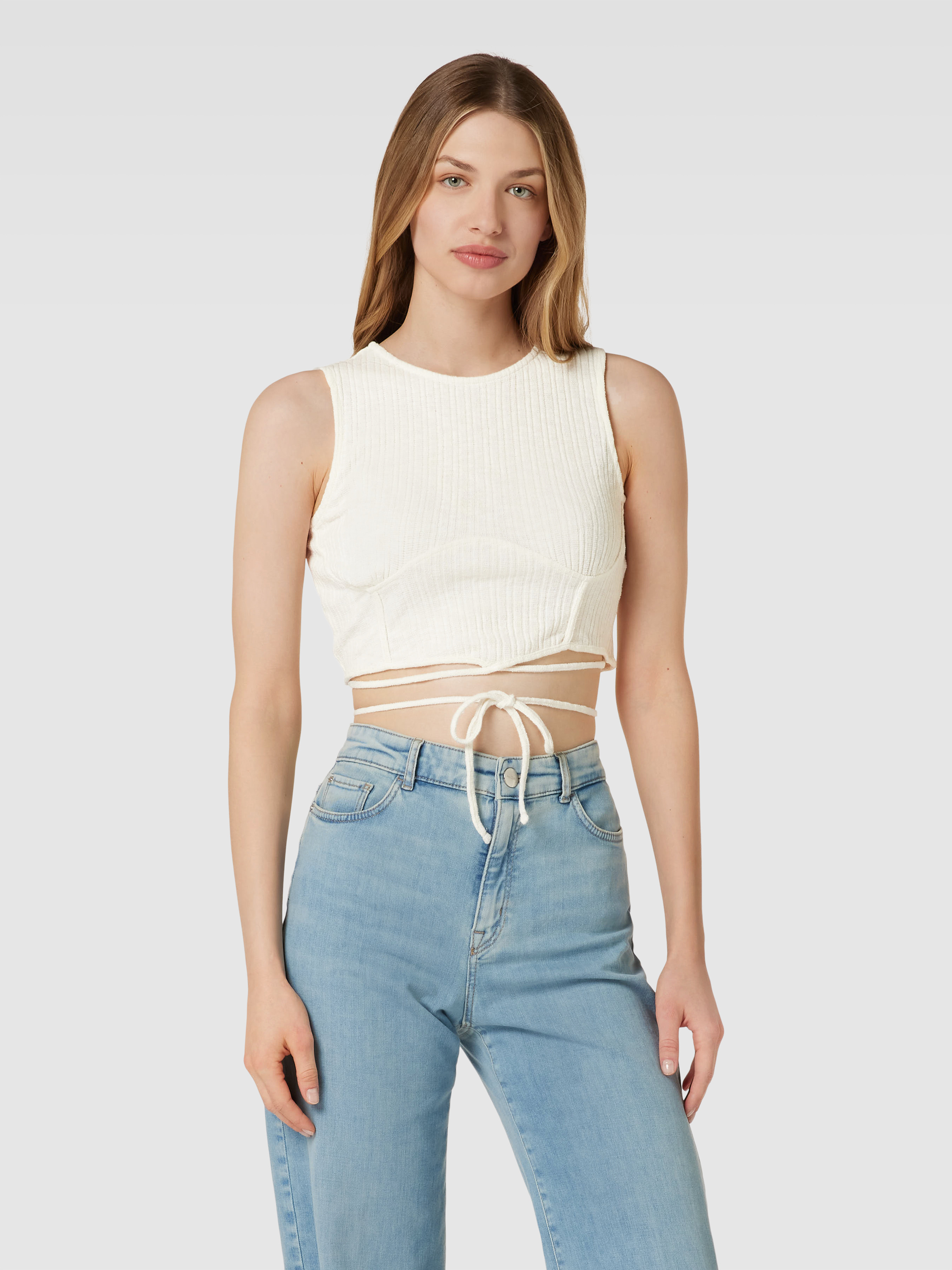 Moda Cropped VERO MODA Crop Top in Ripp-Optik Modell 'CAMMA' (weiss) online kaufen