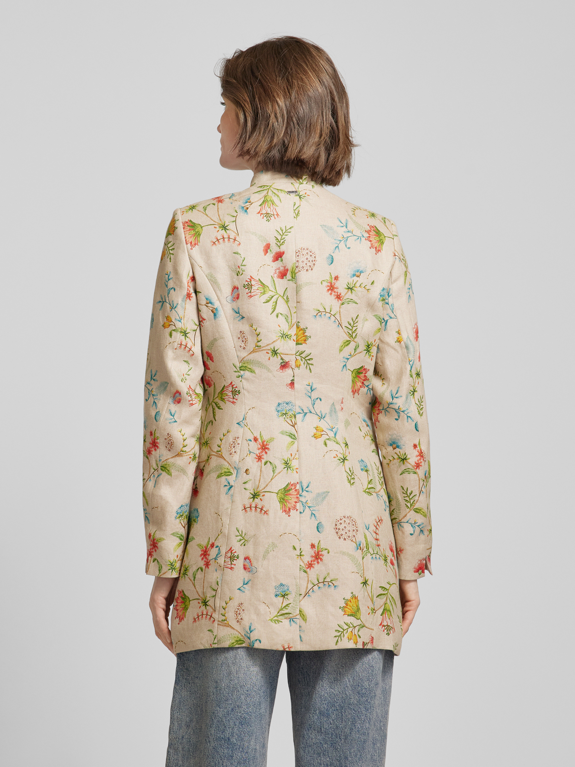 WHITE LABEL Leinen-Longblazer mit floralem Print (sand) online kaufen