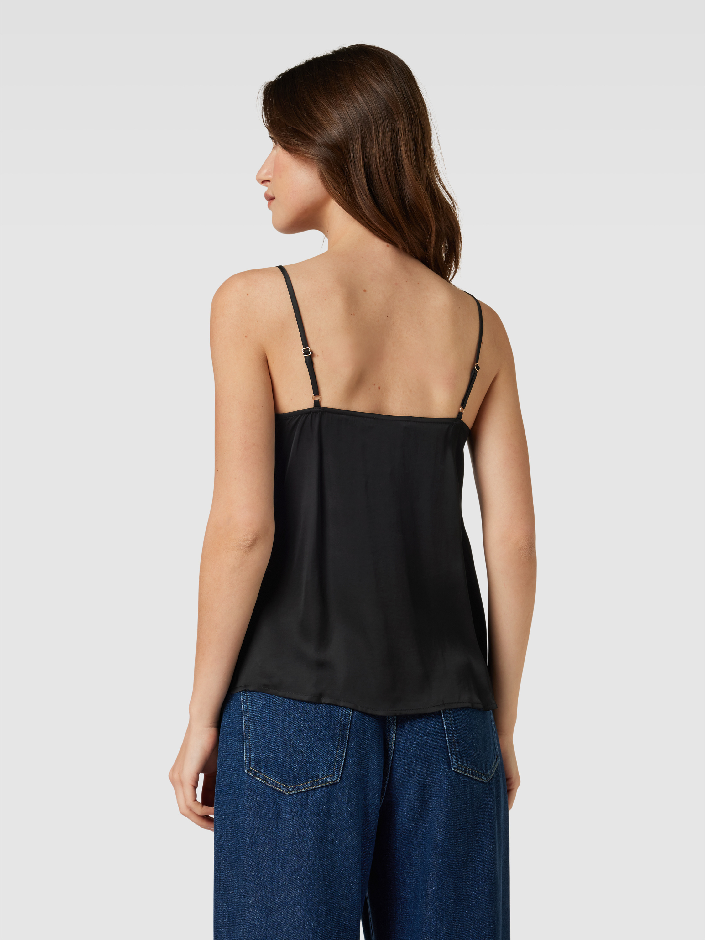 Black Premium By EMP Damen Top Mit Schmetterling-Motiv – Spaghettiträger, Rundhals, Schwarz