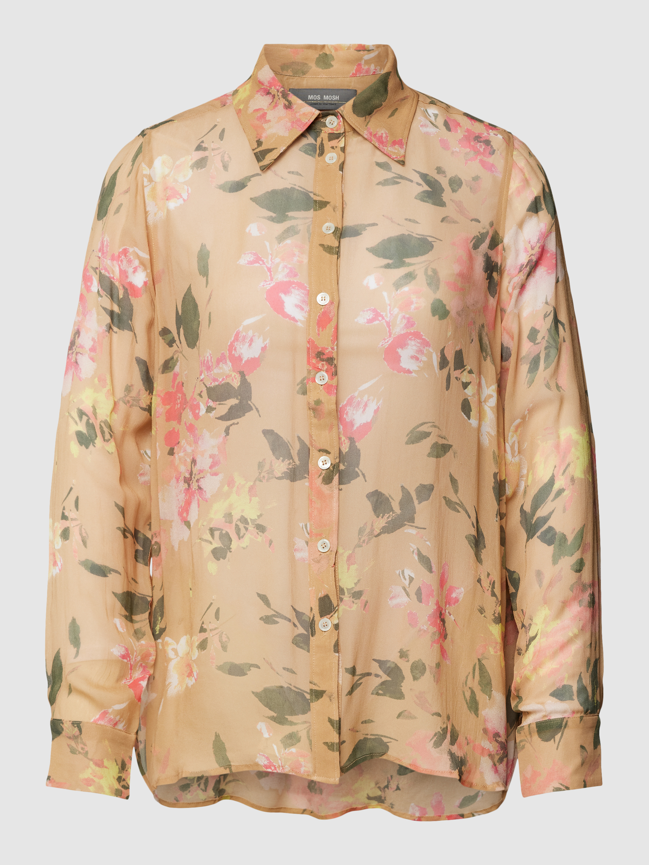 MOS MOSH Overhemdblouse met bloemenmotief, model 'TAYLOR' in beige ...