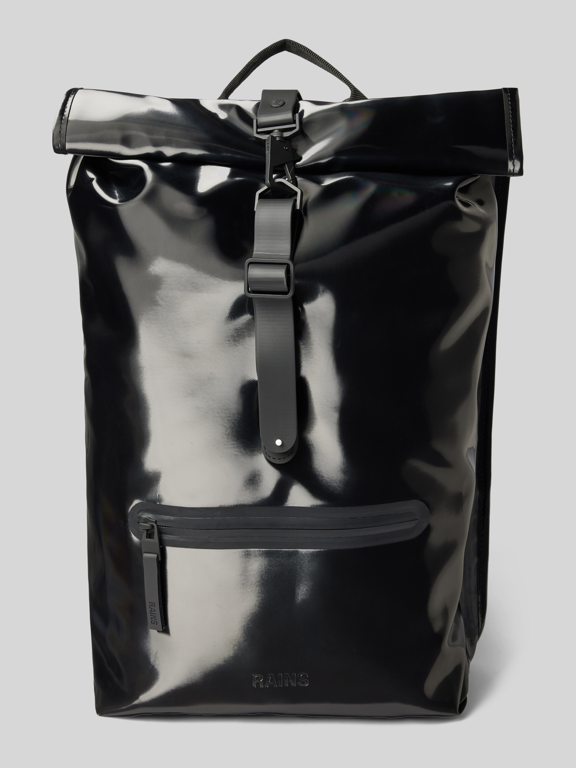 Rains unisex rucksack mit karabinerverschluss black rubber & canvas backpack Rains® Book Daypack in Black for $150 | Free Shipping main image 2