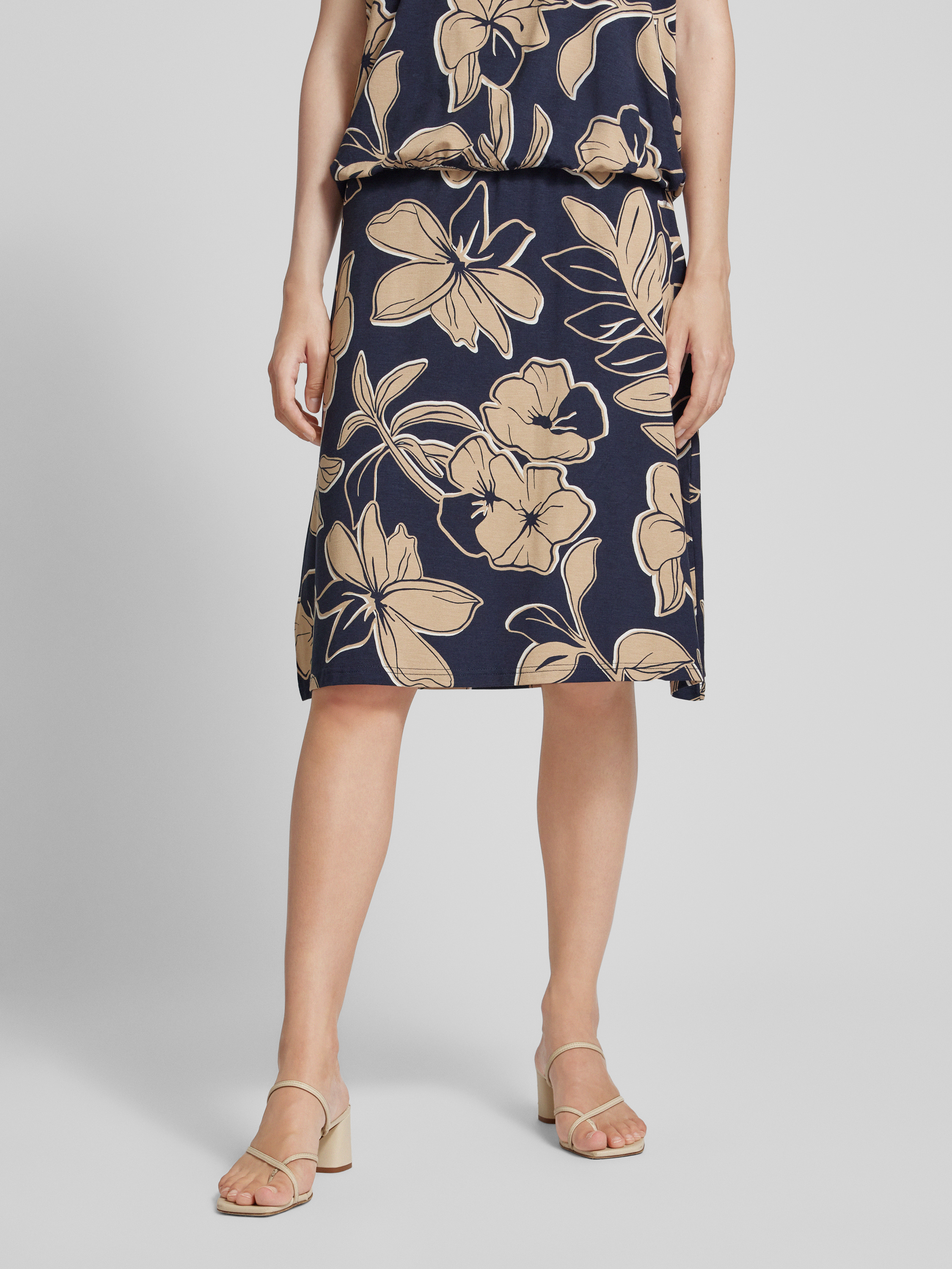 Part Two Knielange rok van viscose met all-over motief, model 'Monet