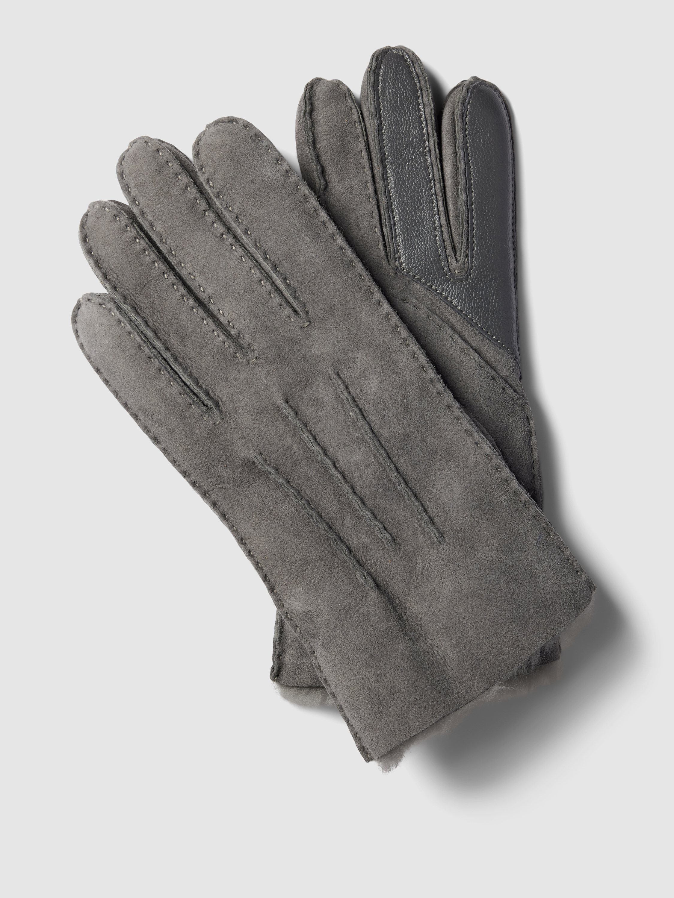 UGG Handschuhe aus Lammfell mit Label-Detail Modell 'CONTRAST' (mittelgrau)  online kaufen