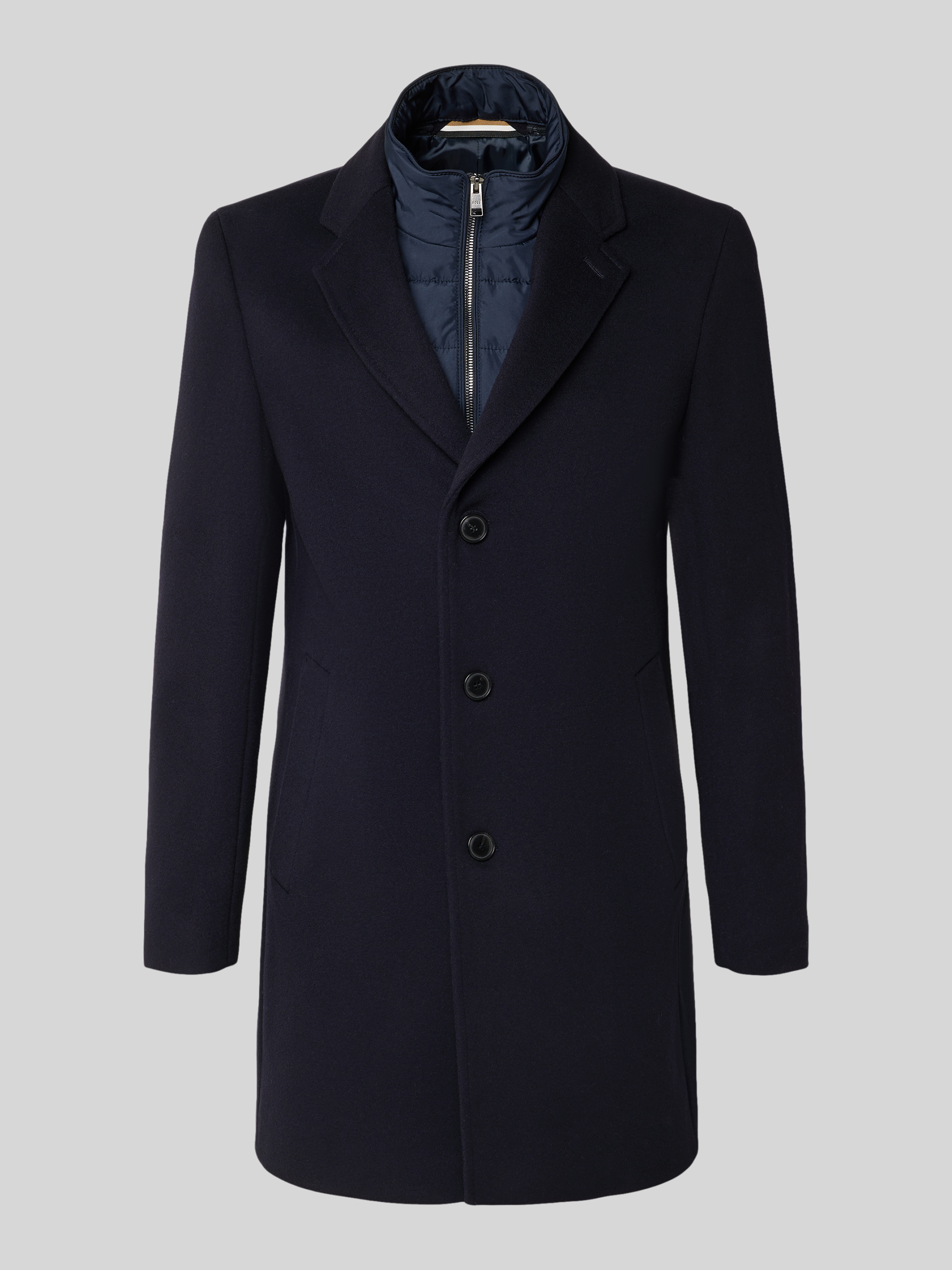 BOSS Slim fit lange jas van wolmix, model 'HYDE' in zwart online