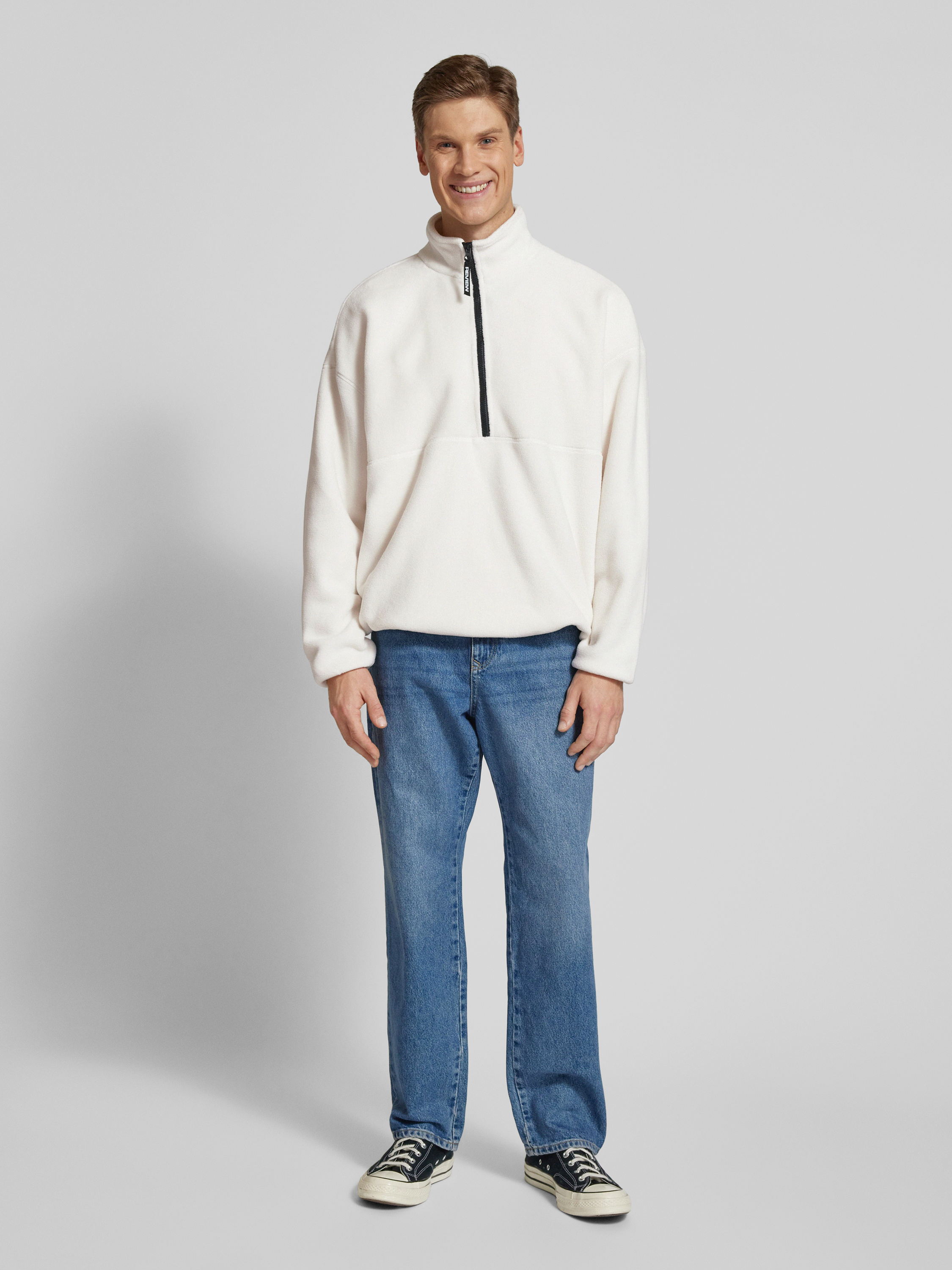Heren Fleece Trui – Relaxed Fit – Hoge Kraag – Ritskraag – Zacht Heren Fleece Trui – Relaxed Fit – Hoge Kraag – Ritskraag – Zacht
