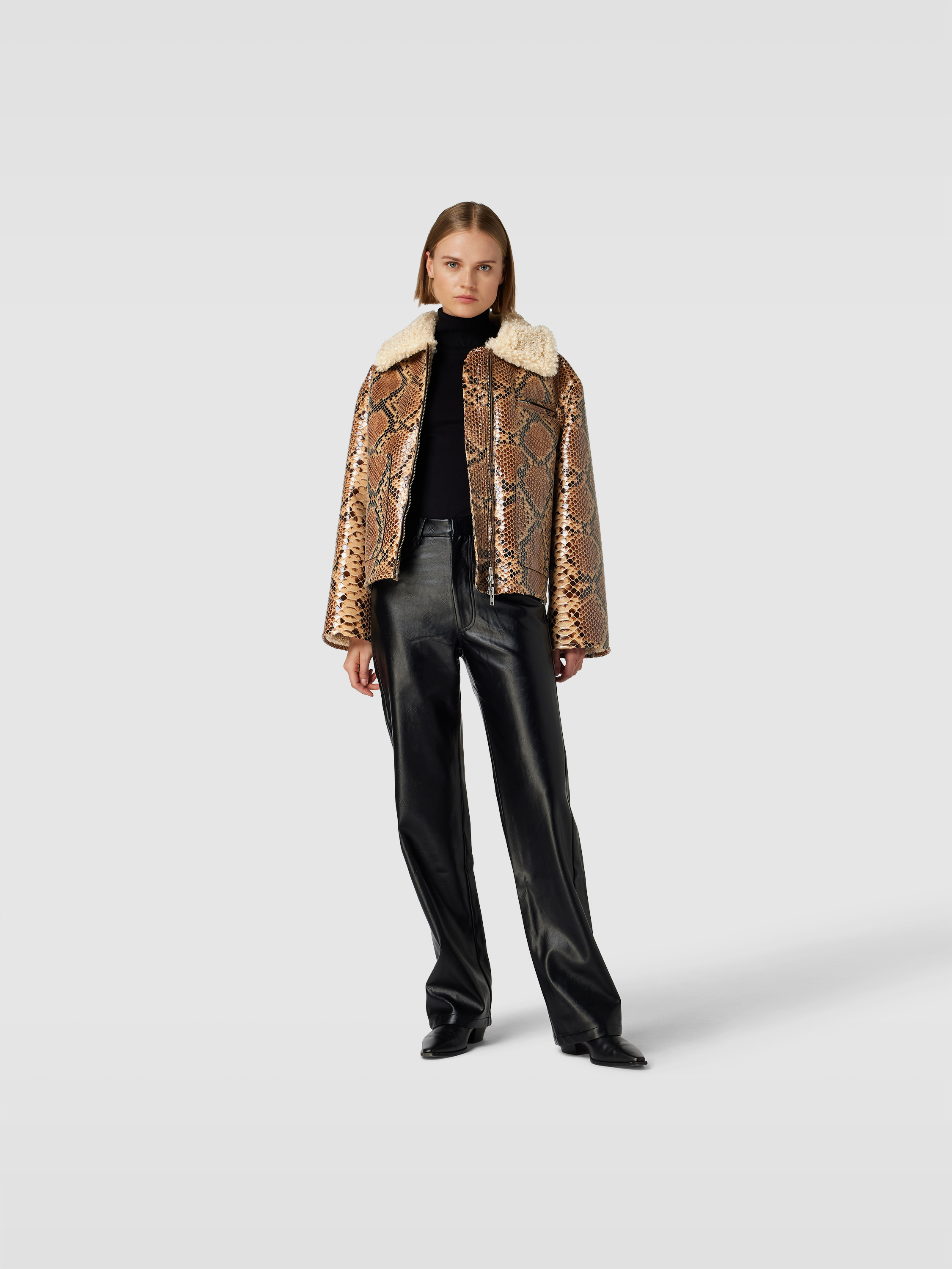 Stand Studio Jacke mit Schlangenmuster (mittelbraun) online kaufen