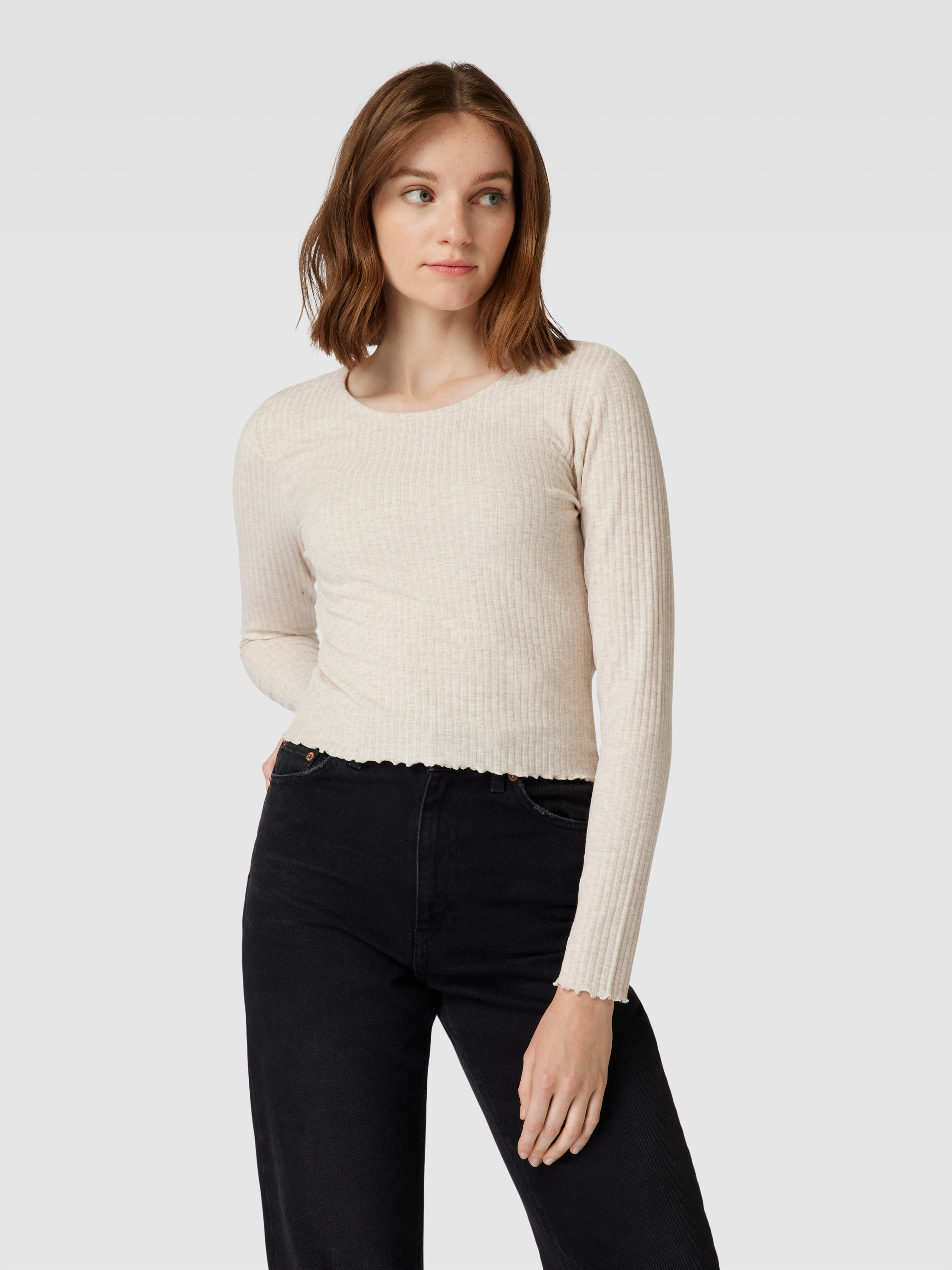 ONLY Longsleeve mit Strukturmuster Modell 'EMMA' (beige) online kaufen