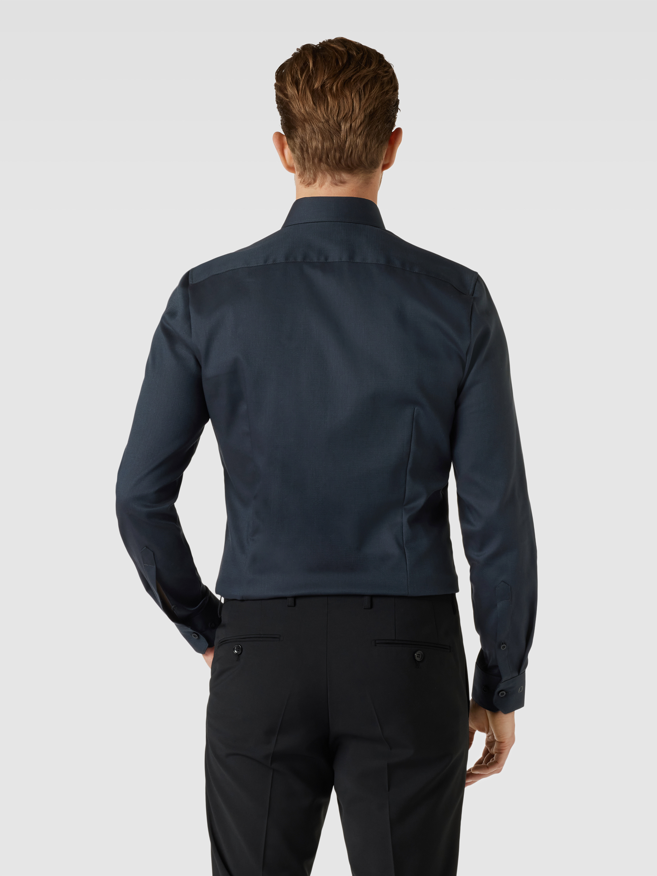 Olymp no6 Heren overhemd lange mouw blauw 57293