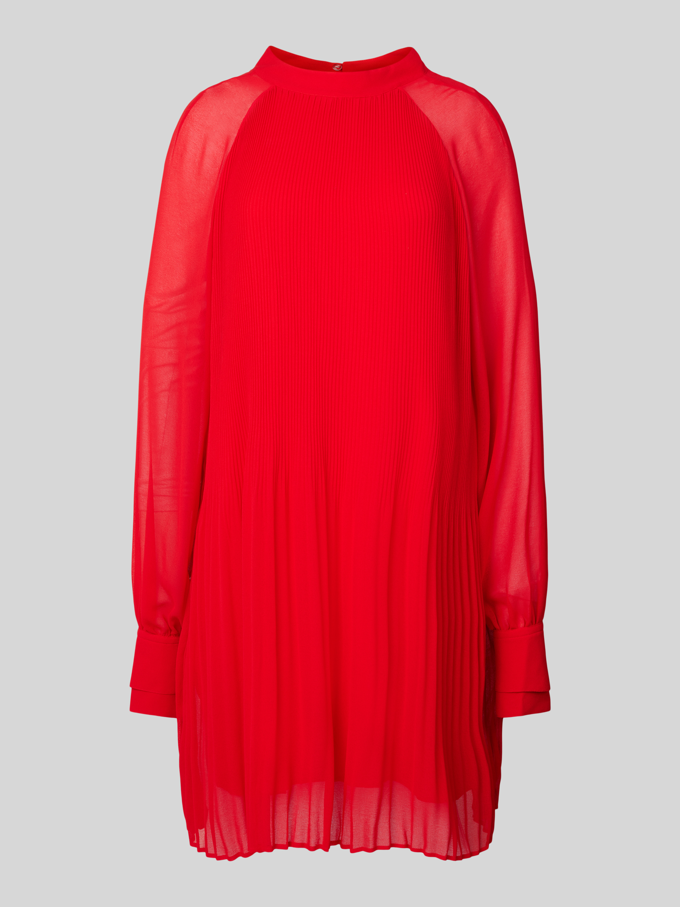 【YOURNUS】Suki Rouge Long Sleeve Czerwona koronkowa sukienka midi z długim rękawem o