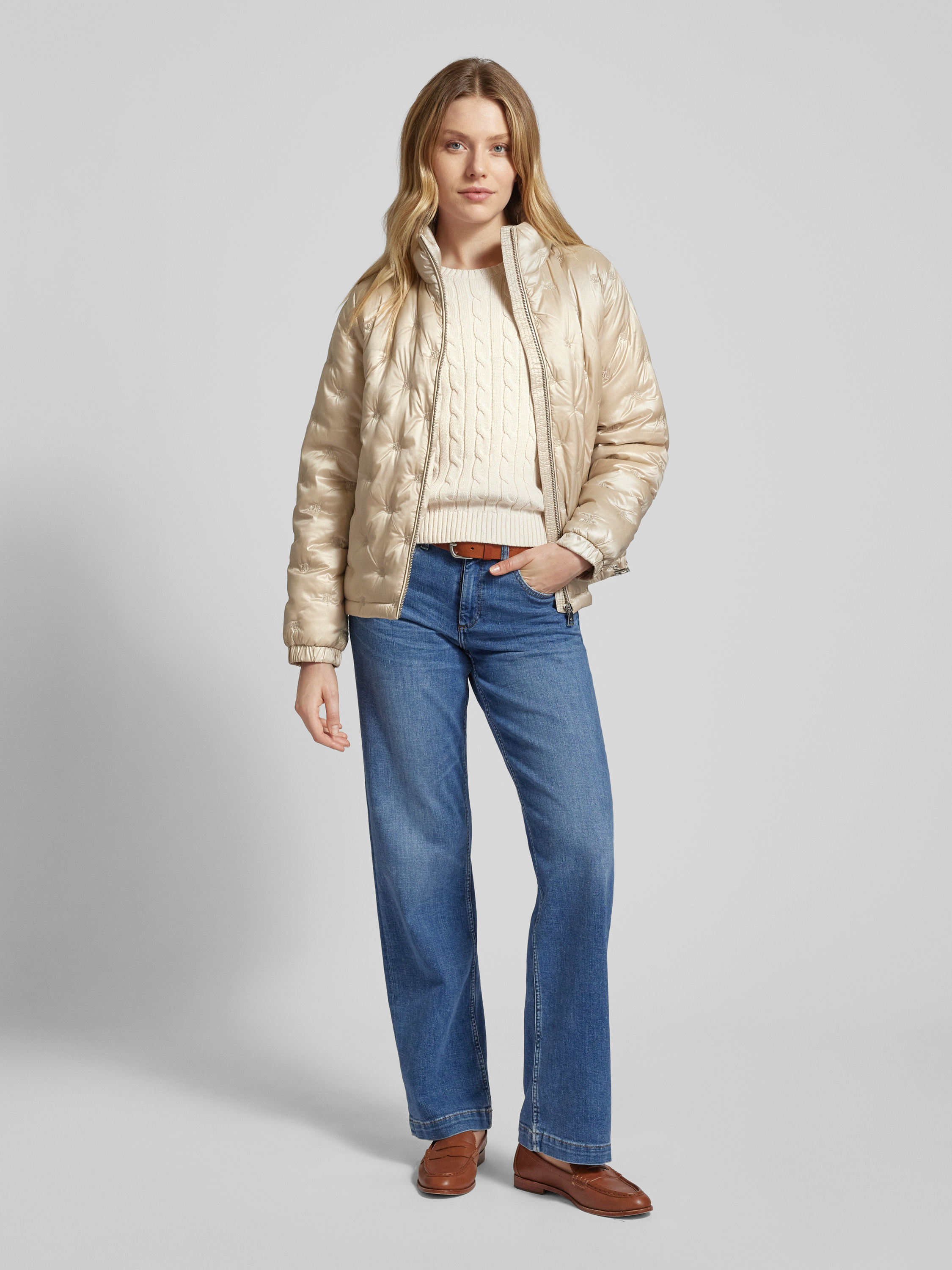 Lauren Ralph Lauren Jacke mit Allover-Label-Stitchings (sand) online kaufen