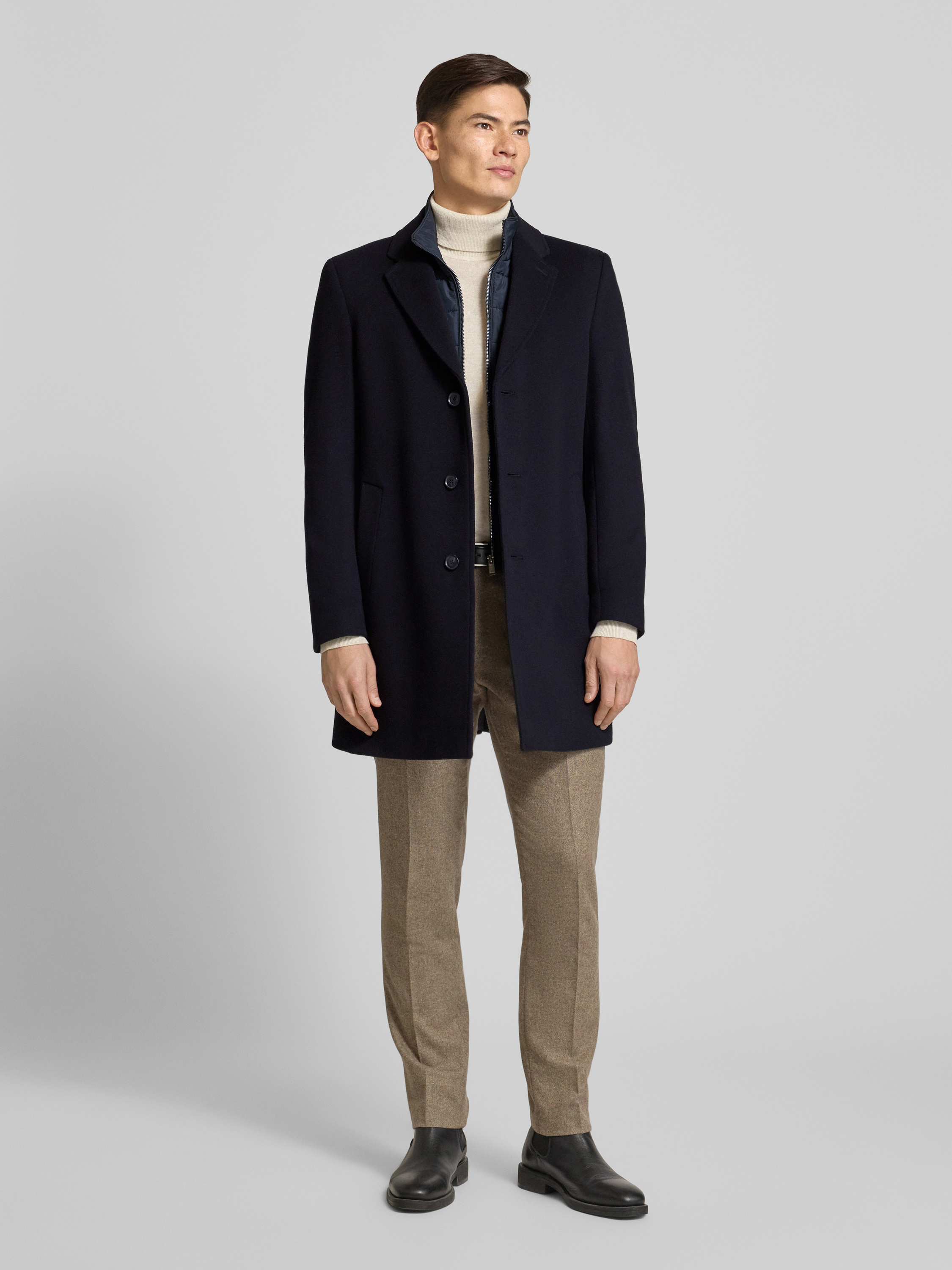 hydeist⑤ BOSS Slim fit lange jas van wolmix, model 'HYDE' in zwart online