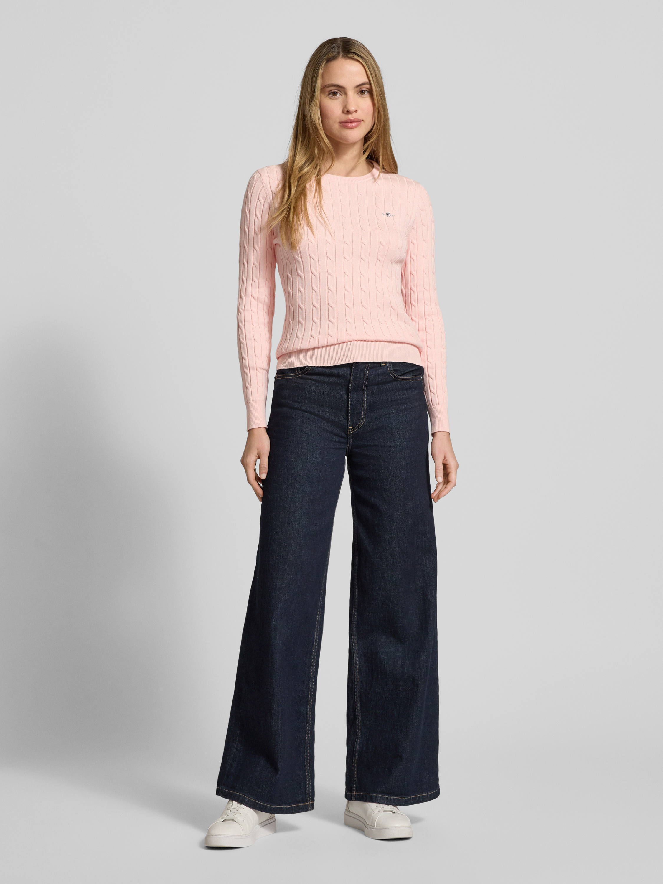 GANT Stretch Cotton Cable C-neck dames Pullover trui