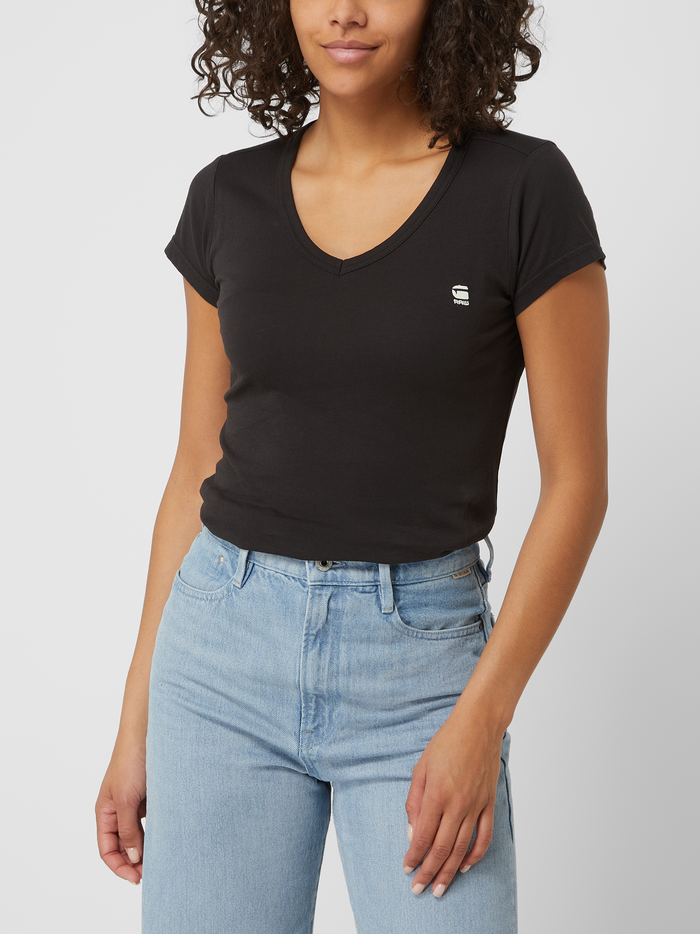 G-Star Eyben Mesh Slim Top Camicia Donna - Maglia Morbida Con Logo Stampato, Casual
