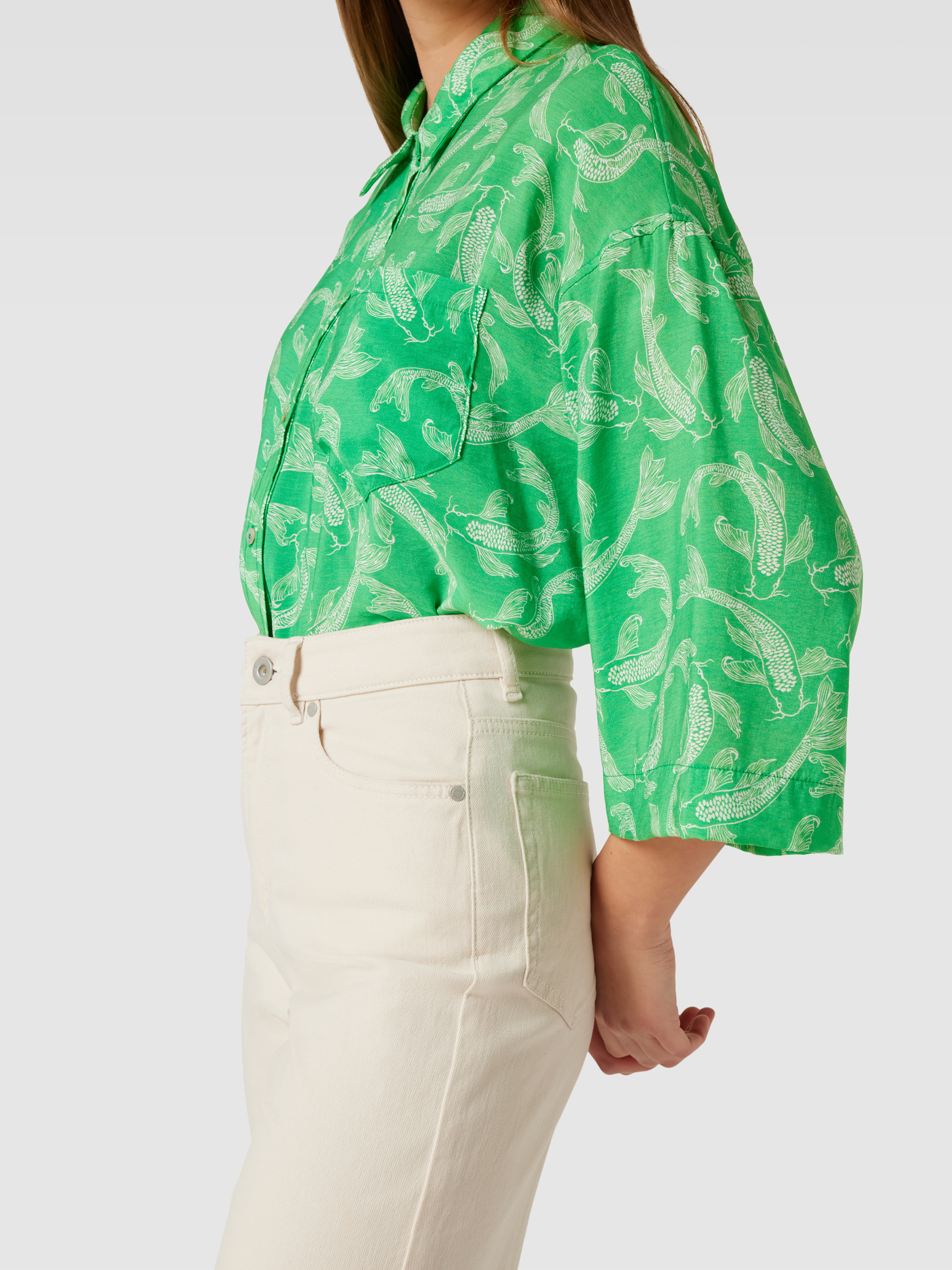 Object Overhemdblouse met all-over motief, model 'Rio' in groen online ...
