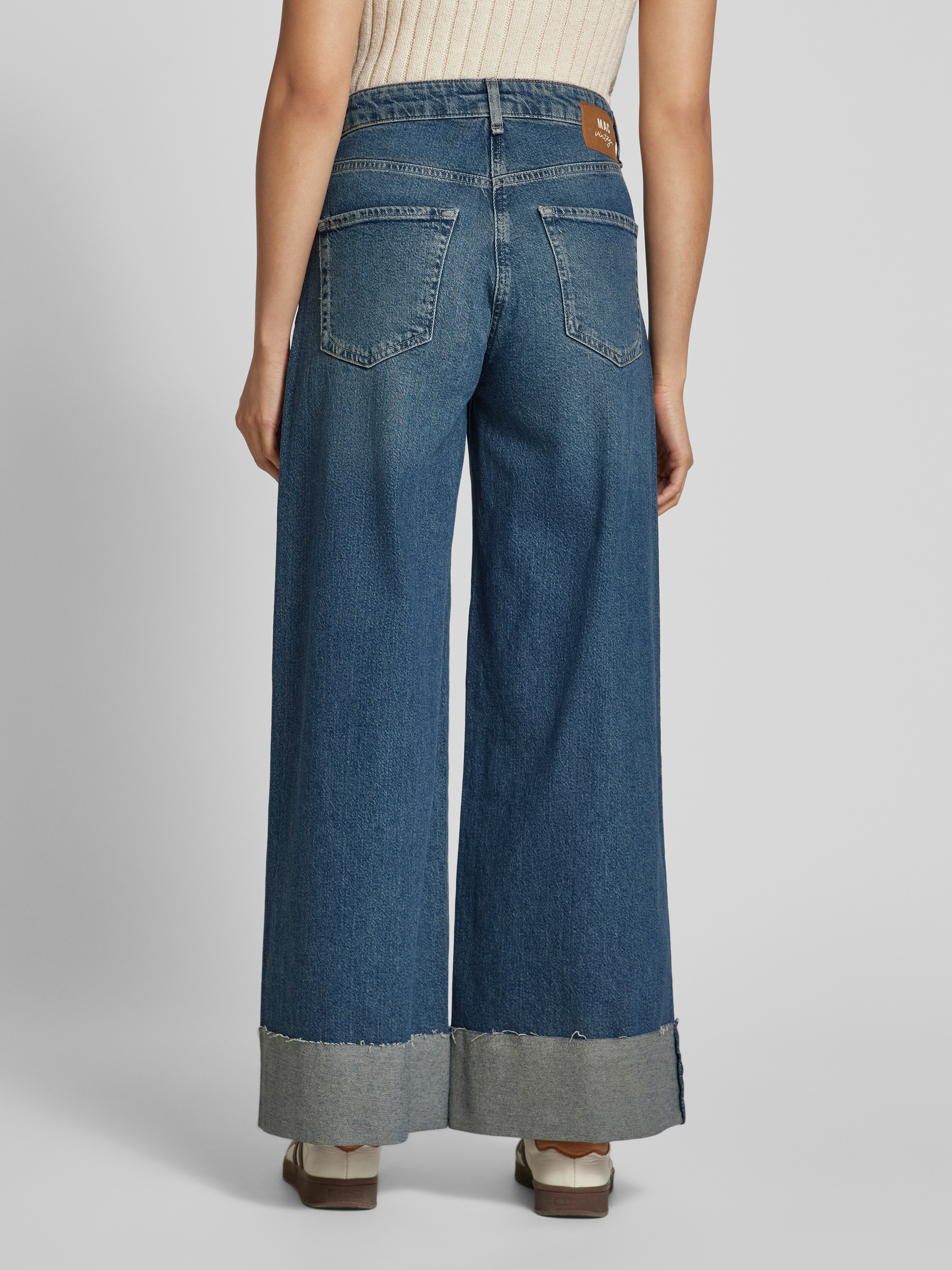 MAC Wide Leg Jeans mit 5-Pocket-Design Modell 'Nevada' (dunkelblau