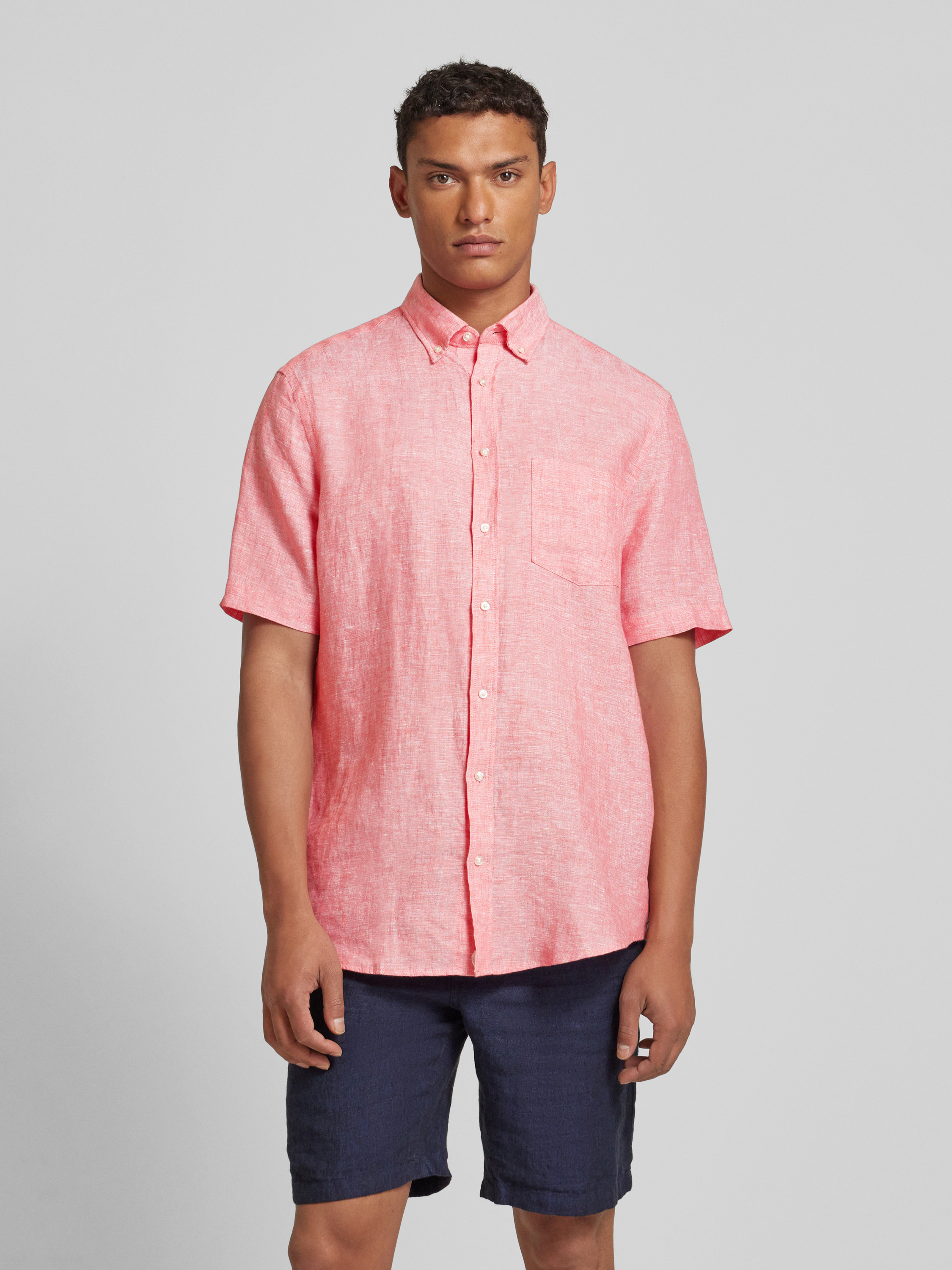 Christian Berg Men Regular fit linnen overhemd met button-downkraag in ...