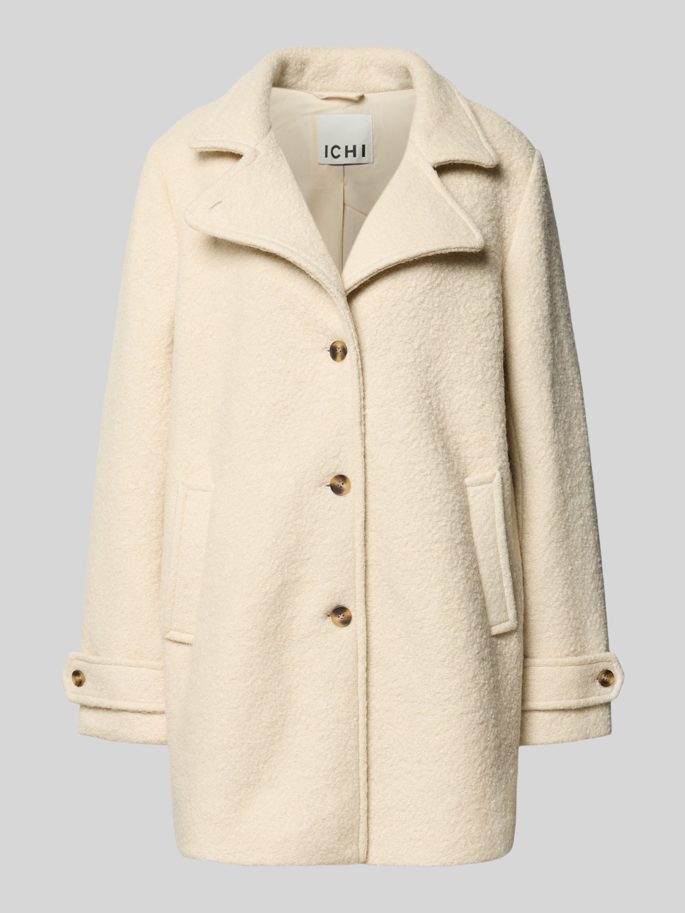Kurzmantel Ichi Mantel Beige ICHI Relaxed Fit Mantel Aus Woll-Mix